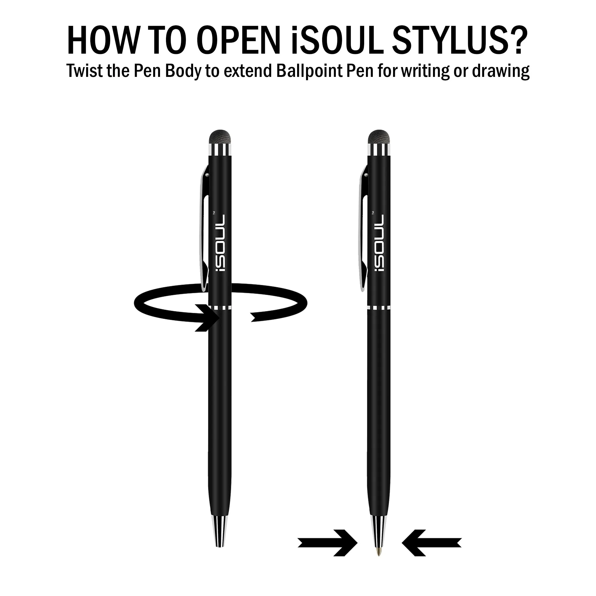 10 Pack Stylus Pen 2 in 1 Capacitive Styli Ballpoint Black Ink Pen