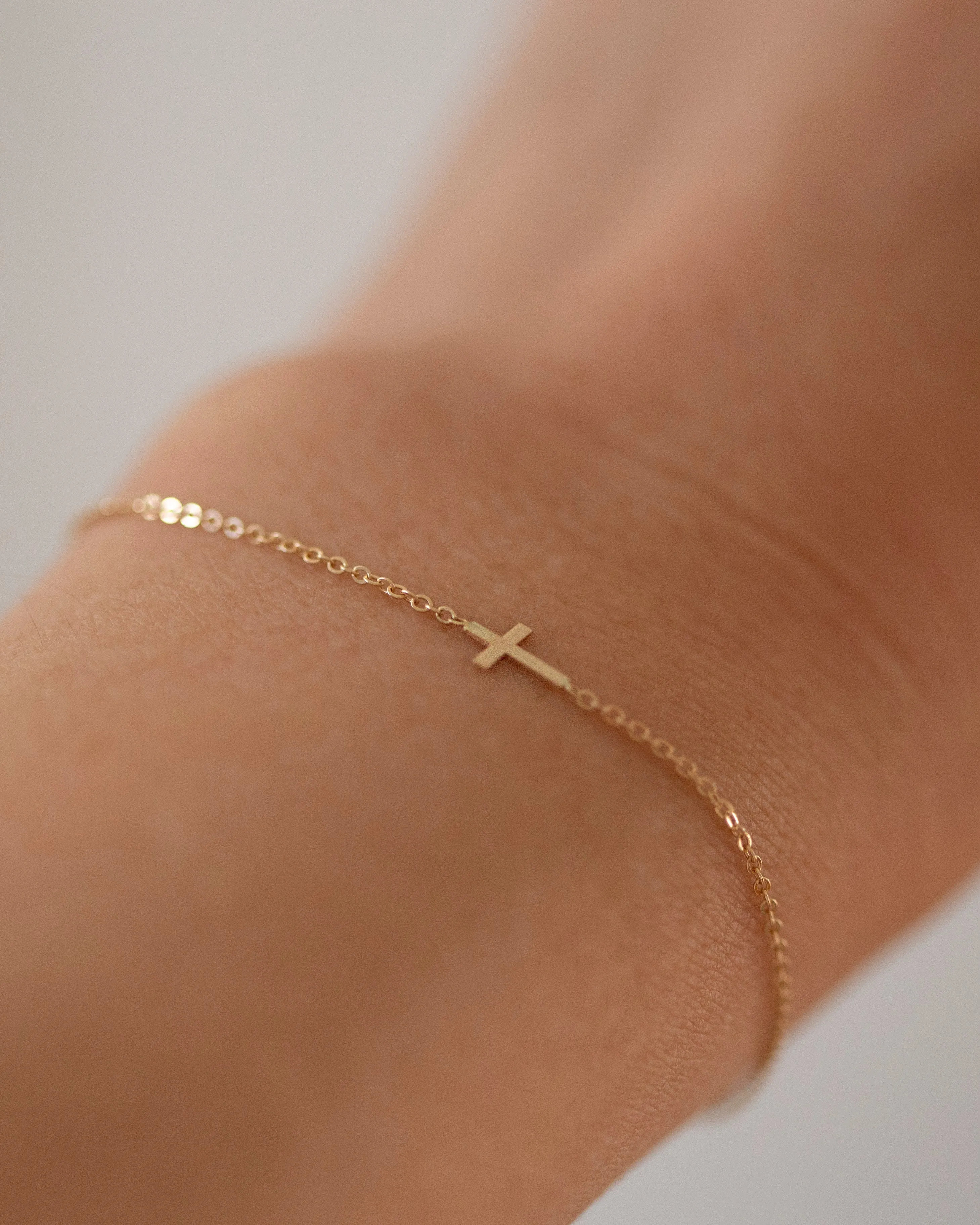 14k Dainty Cross Bracelet