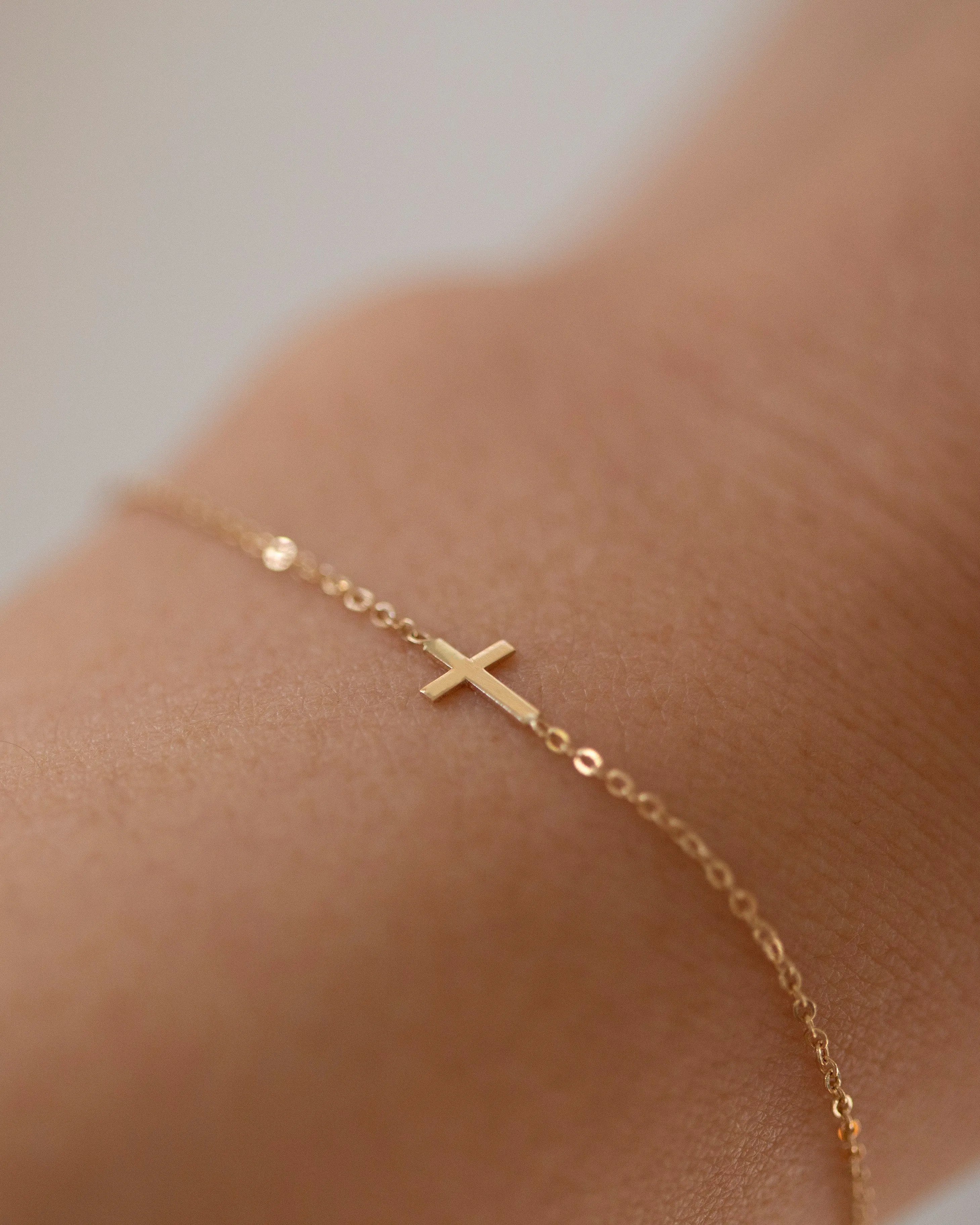 14k Dainty Cross Bracelet