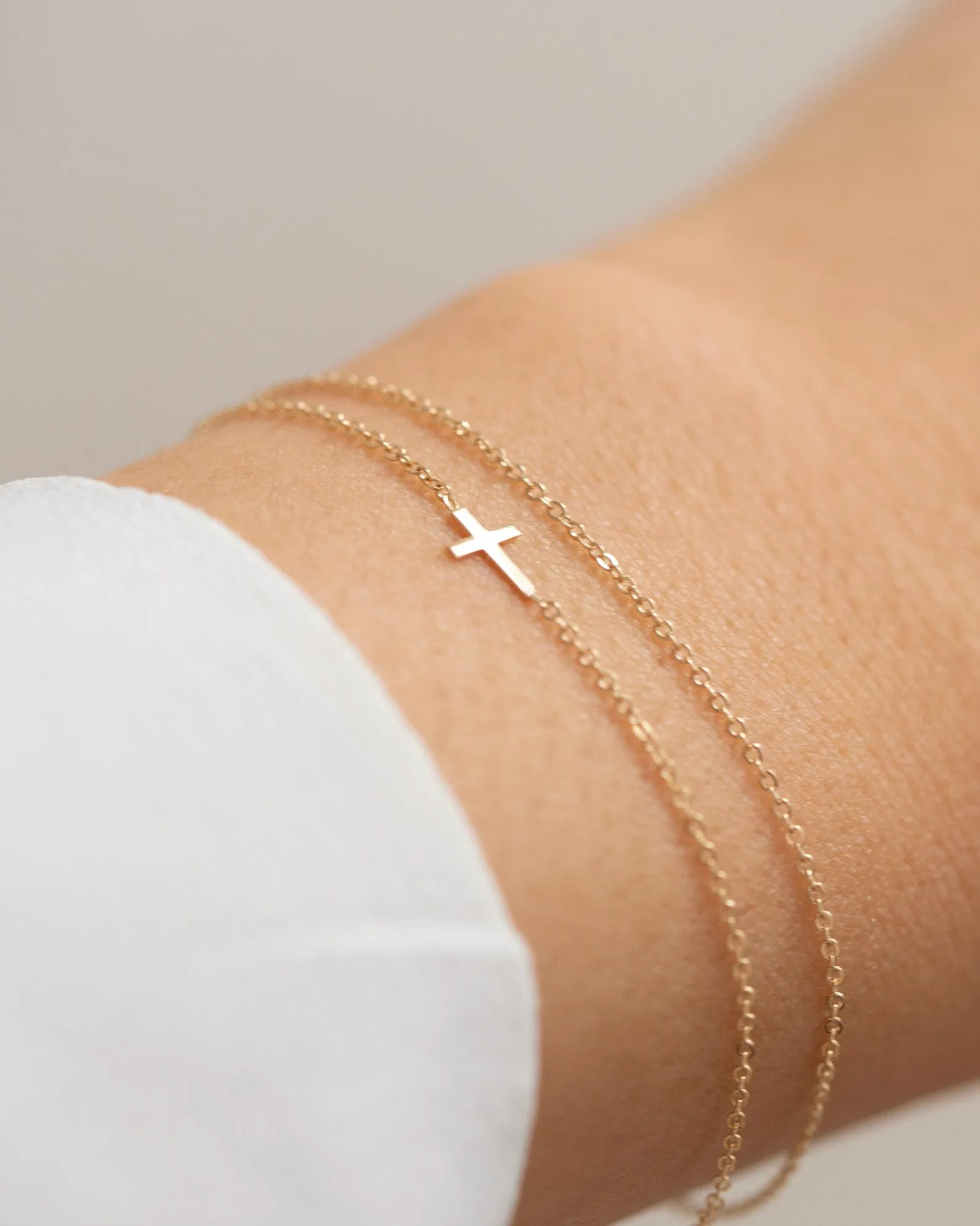 14k Dainty Cross Bracelet