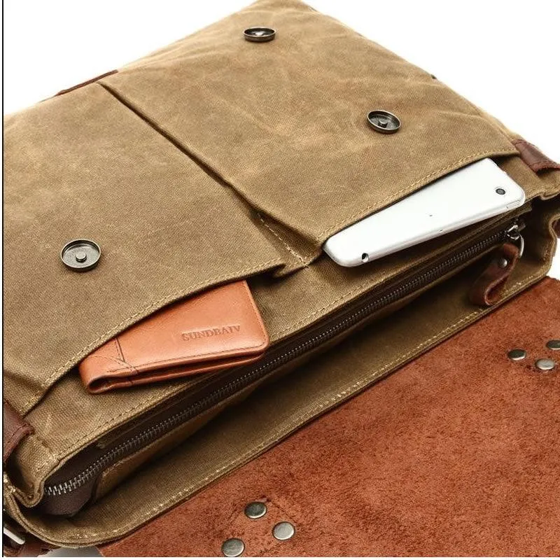 15 Inch Canvas And Leather Shoulder Laptop Bag Yu-16960