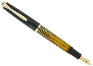 1950S PELIKAN 400NN FOUNTAIN PEN TORTOISE STRIATED CELLULOID OBLIQUE BROAD NIB RESTORED