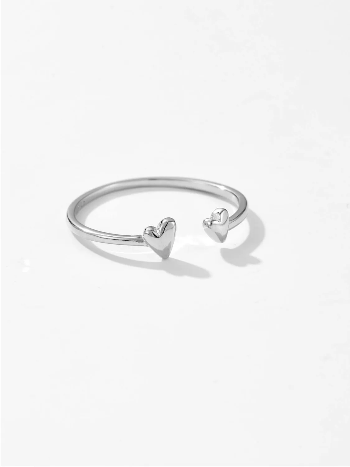 925 Sterling Silver Heart Open Ring