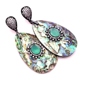 Abalone Turquoise Cubic Statement Earring