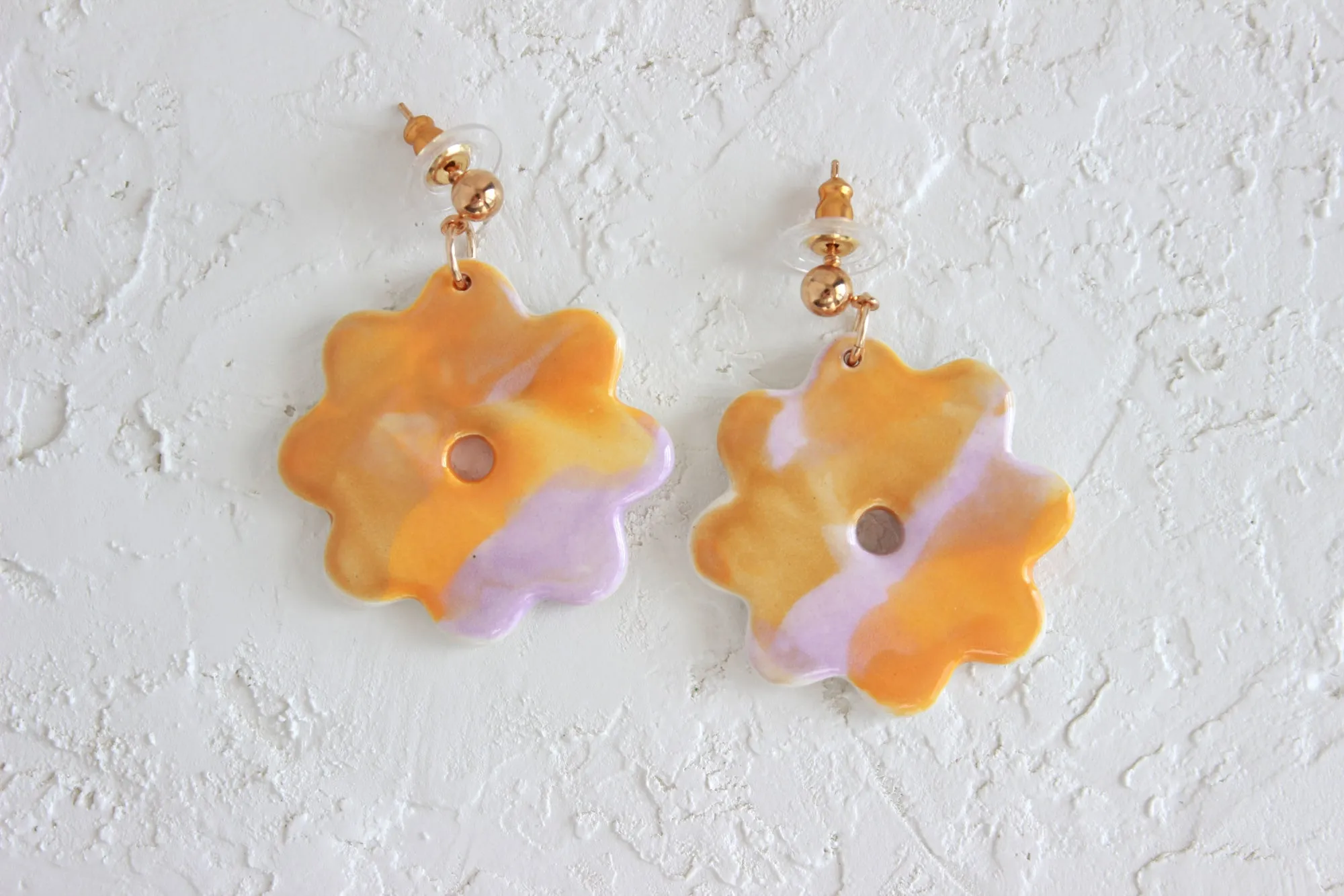 Abstract Cutout Flower Dangle Statement Earrings