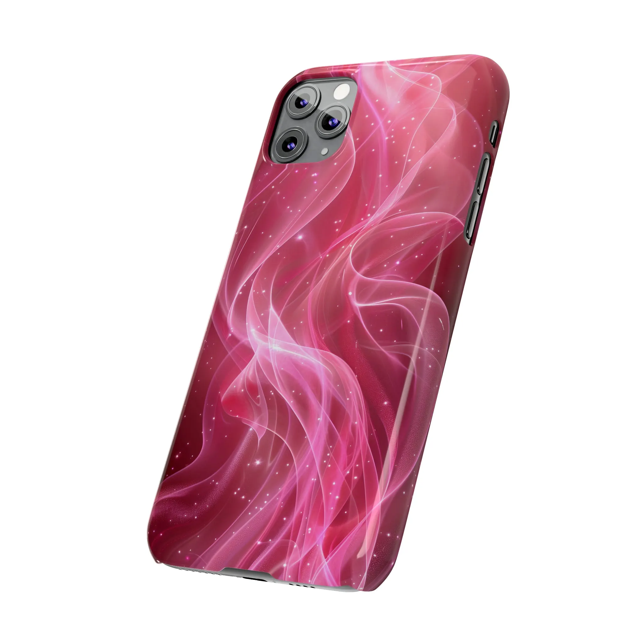 Abstract Pink Swirls Design Sleek Elegance Wireless-Charging Compatible Phone Case Slim Phone Case compatible with over 20 iphone models