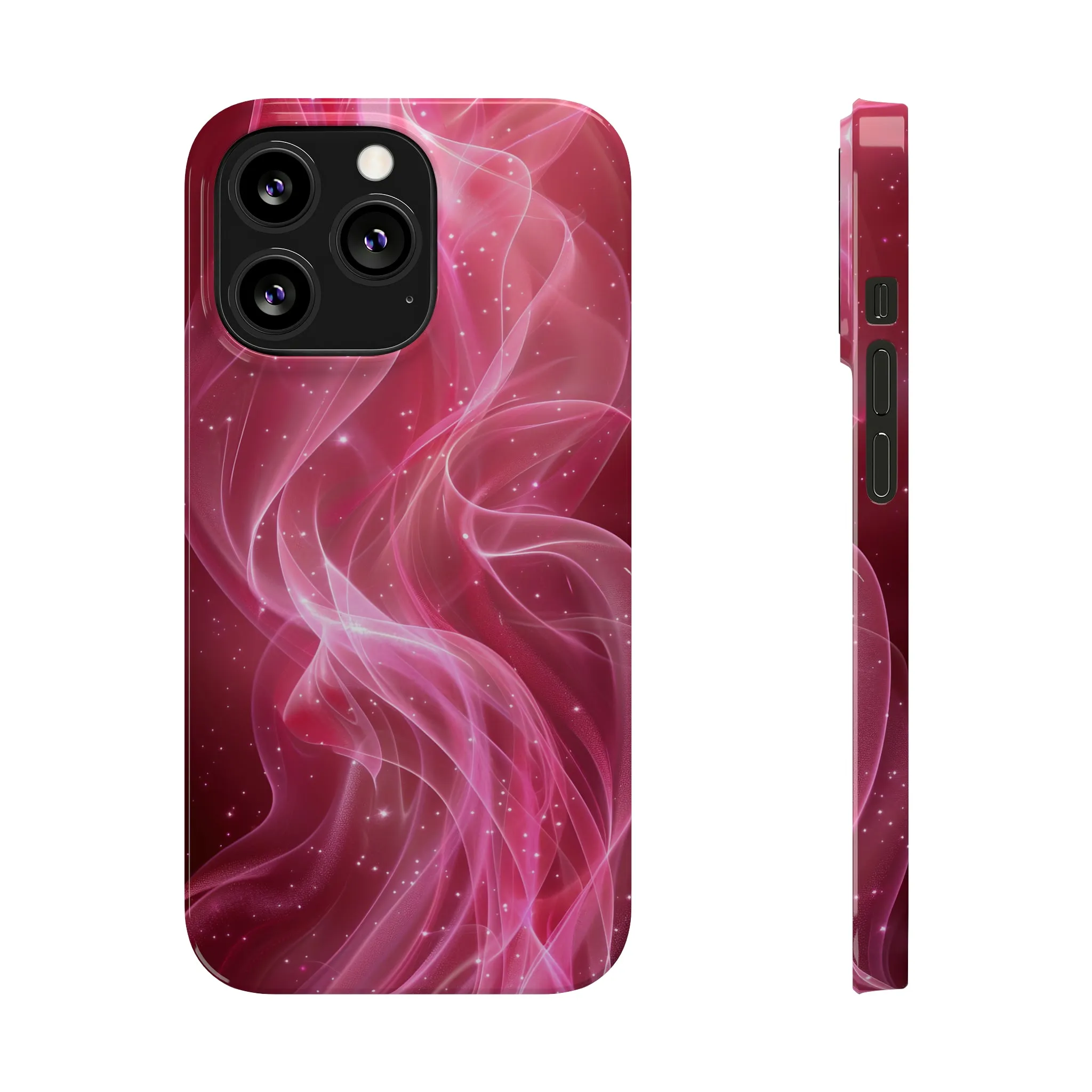 Abstract Pink Swirls Design Sleek Elegance Wireless-Charging Compatible Phone Case Slim Phone Case compatible with over 20 iphone models