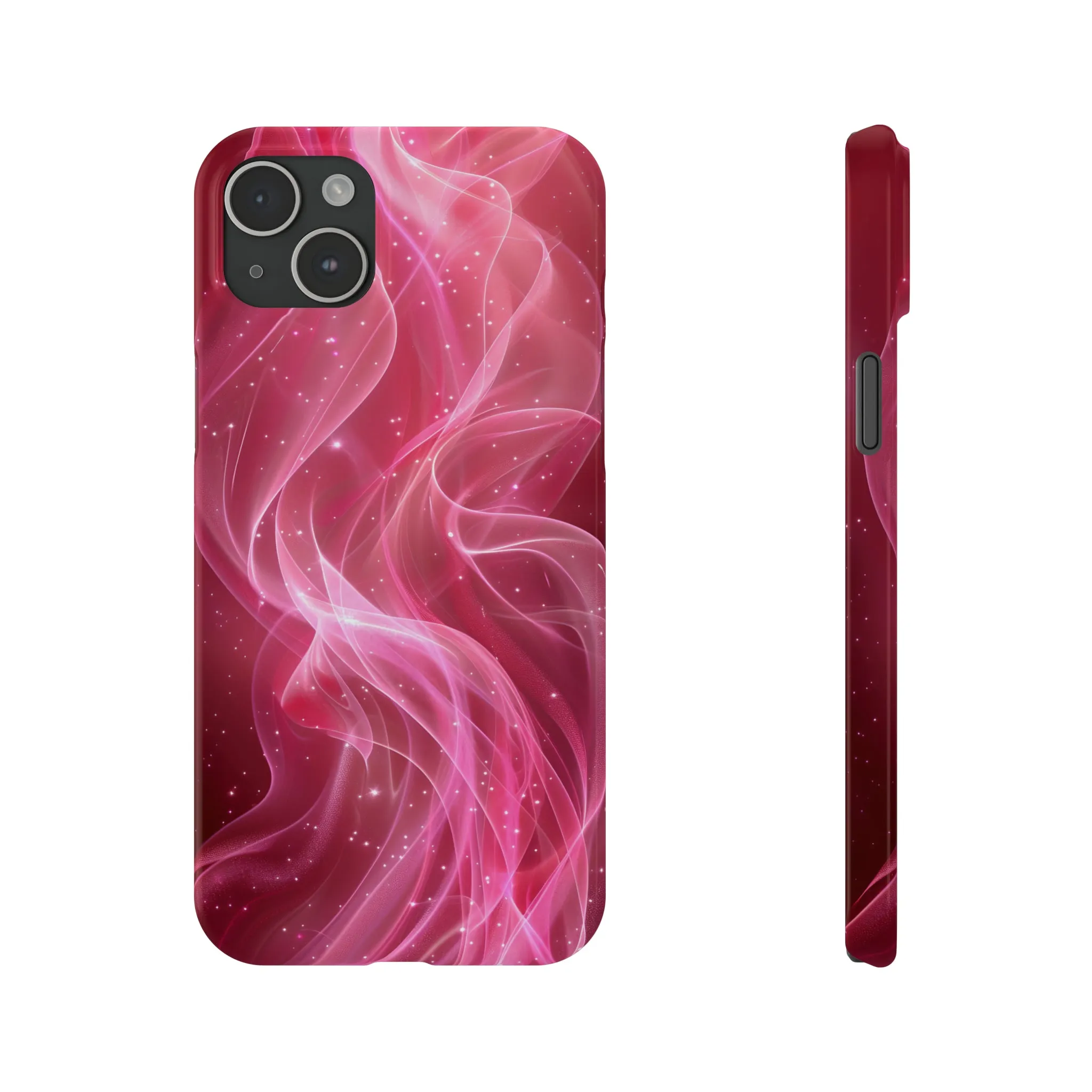 Abstract Pink Swirls Design Sleek Elegance Wireless-Charging Compatible Phone Case Slim Phone Case compatible with over 20 iphone models