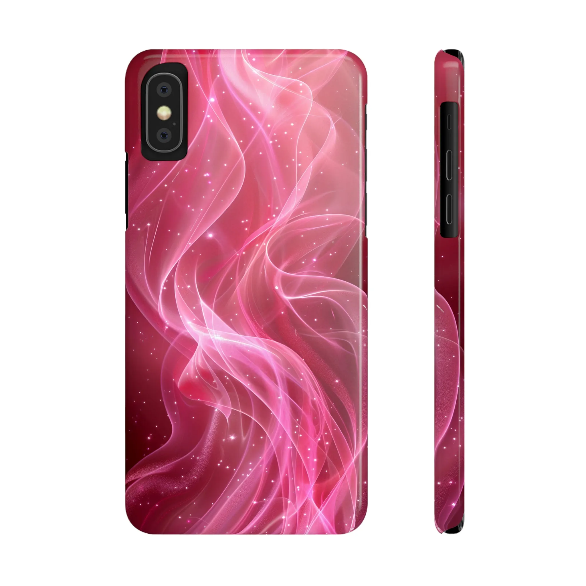 Abstract Pink Swirls Design Sleek Elegance Wireless-Charging Compatible Phone Case Slim Phone Case compatible with over 20 iphone models