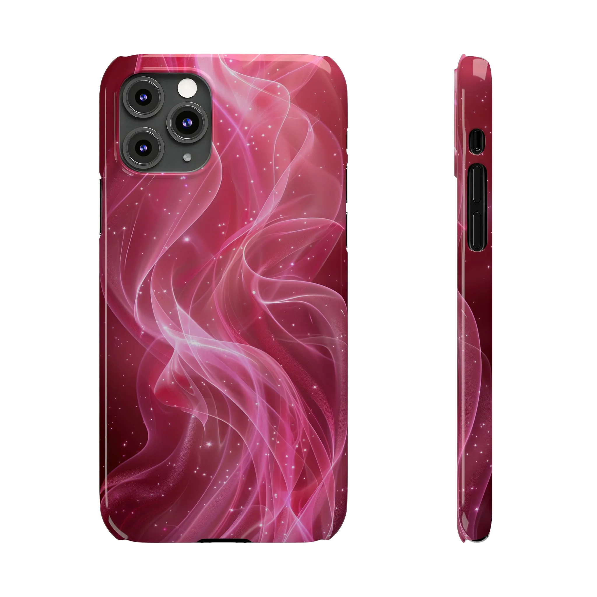 Abstract Pink Swirls Design Sleek Elegance Wireless-Charging Compatible Phone Case Slim Phone Case compatible with over 20 iphone models