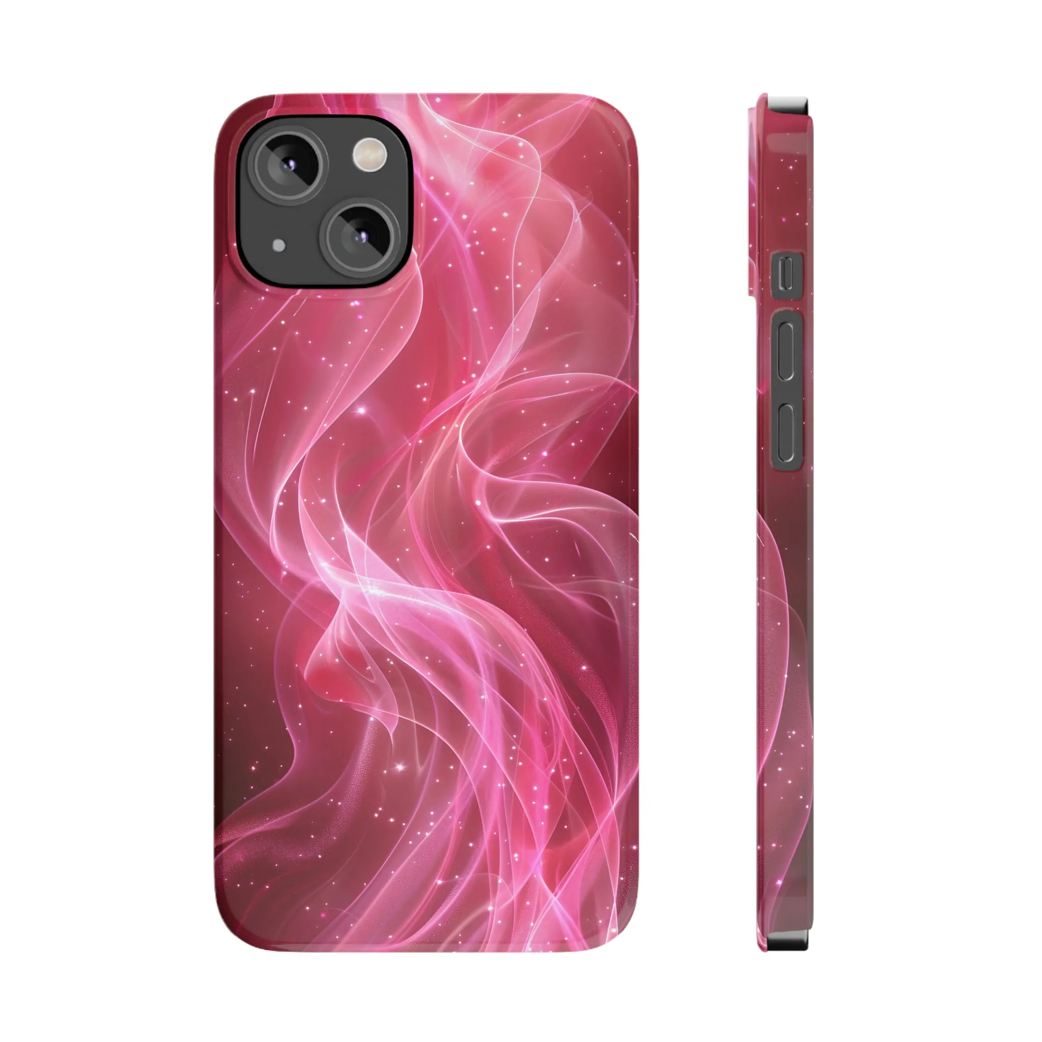 Abstract Pink Swirls Design Sleek Elegance Wireless-Charging Compatible Phone Case Slim Phone Case compatible with over 20 iphone models