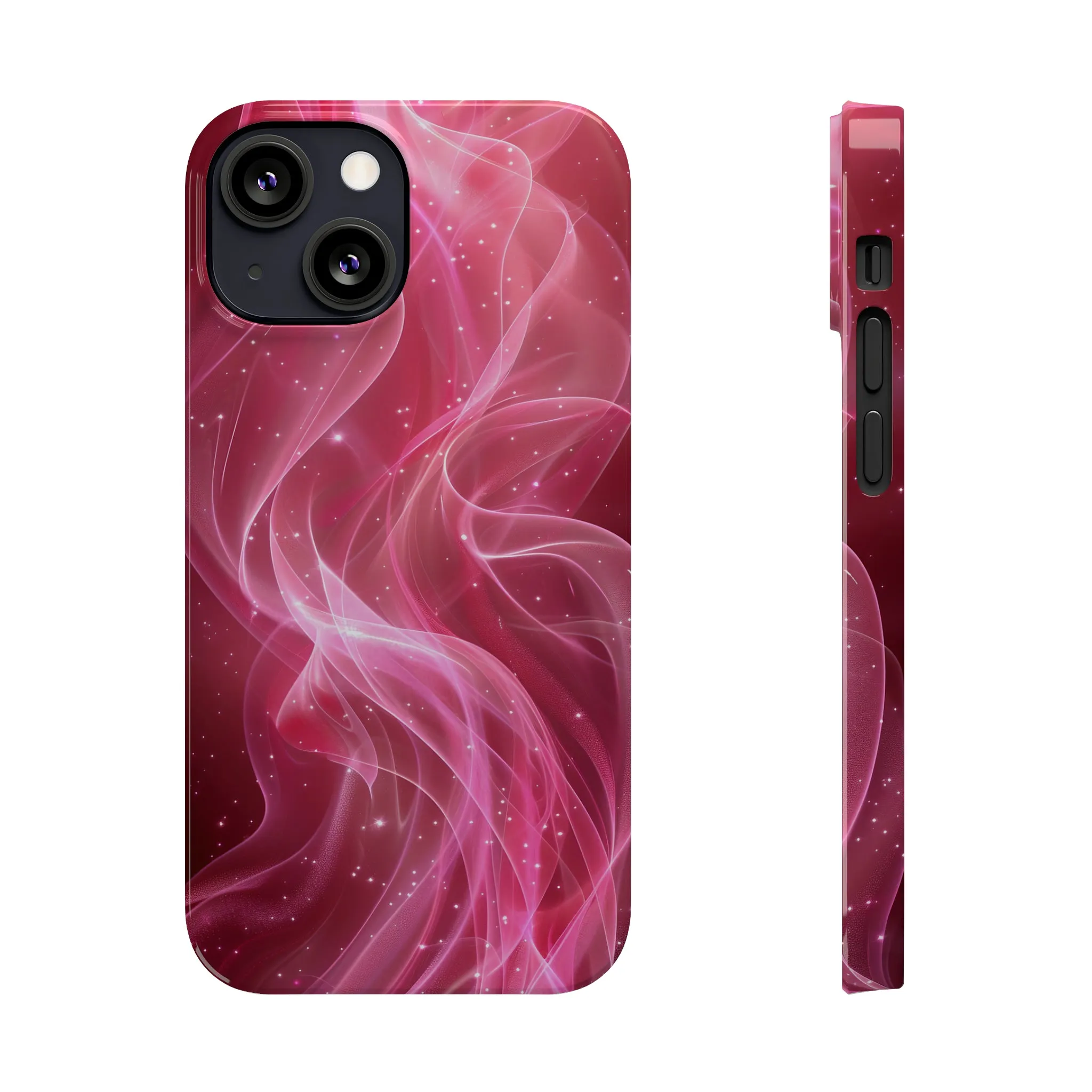 Abstract Pink Swirls Design Sleek Elegance Wireless-Charging Compatible Phone Case Slim Phone Case compatible with over 20 iphone models