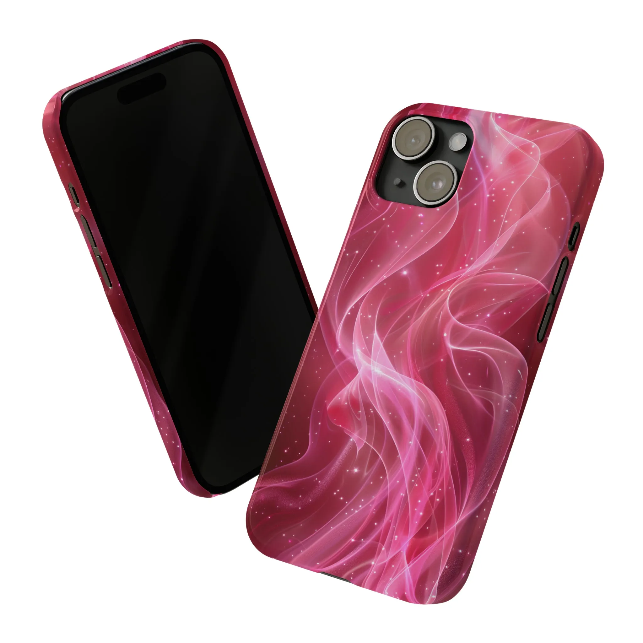 Abstract Pink Swirls Design Sleek Elegance Wireless-Charging Compatible Phone Case Slim Phone Case compatible with over 20 iphone models