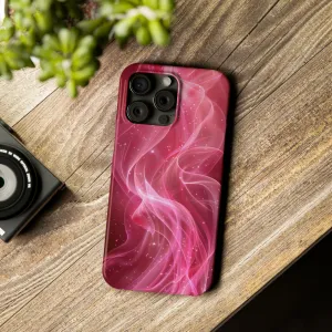 Abstract Pink Swirls Design Sleek Elegance Wireless-Charging Compatible Phone Case Slim Phone Case compatible with over 20 iphone models