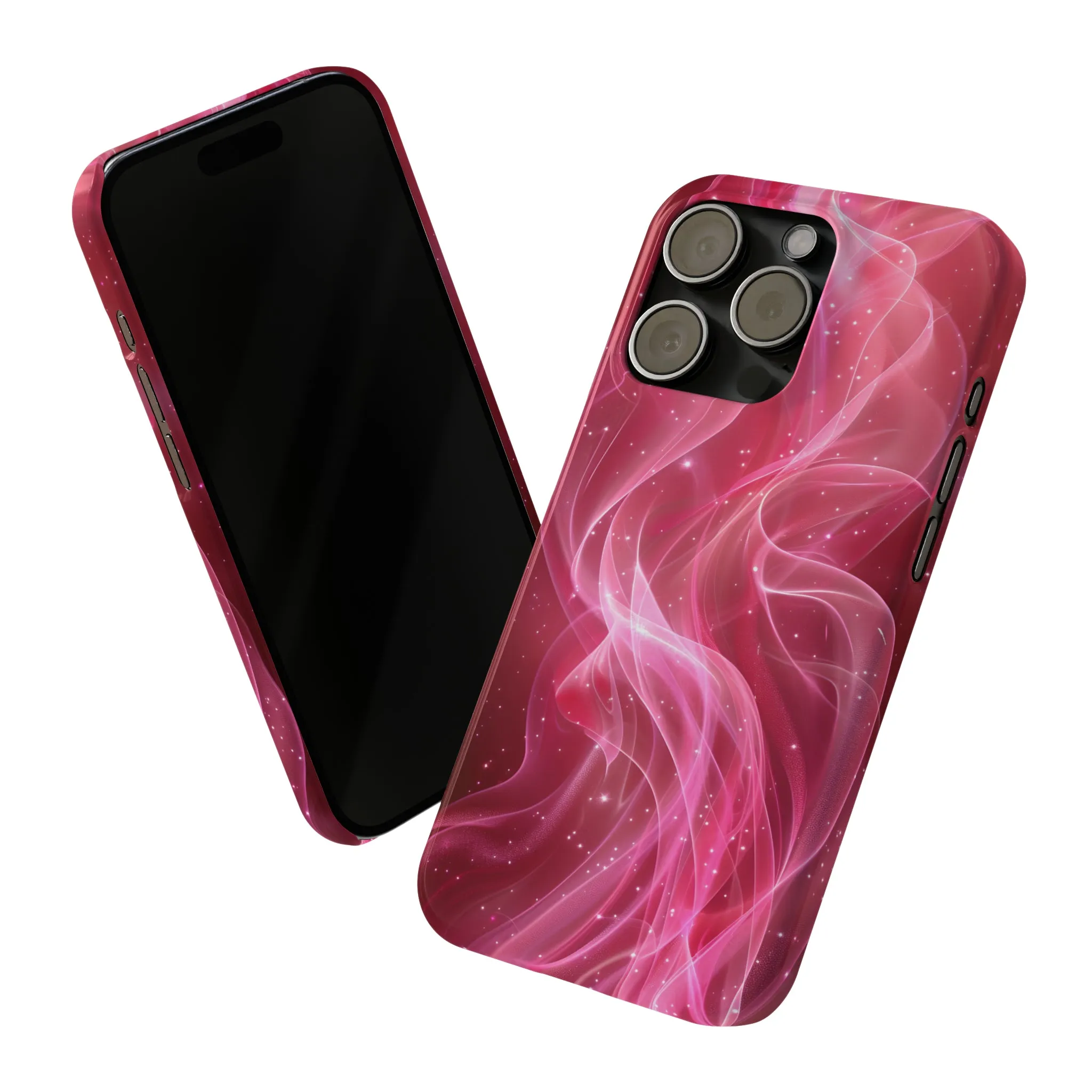 Abstract Pink Swirls Design Sleek Elegance Wireless-Charging Compatible Phone Case Slim Phone Case compatible with over 20 iphone models