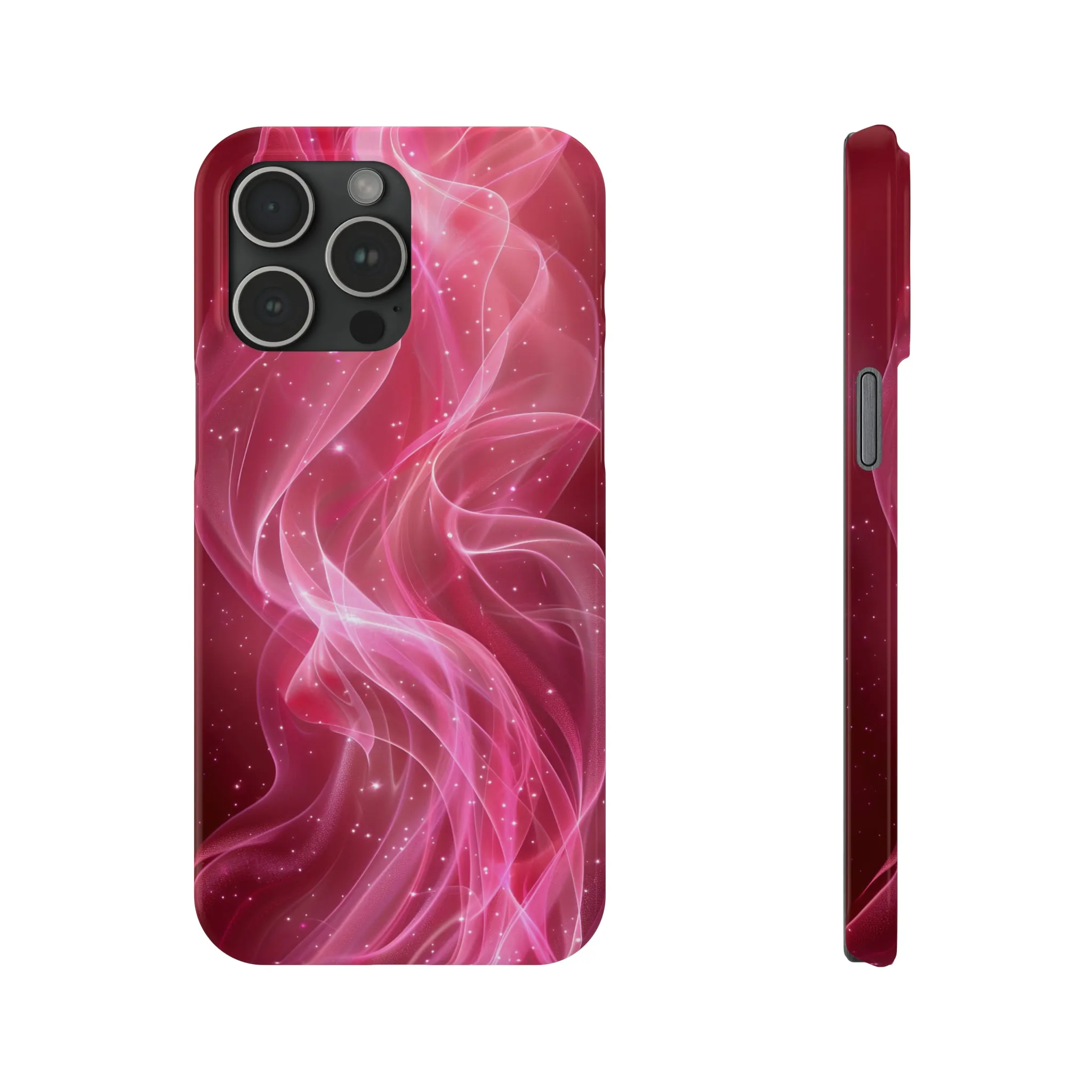 Abstract Pink Swirls Design Sleek Elegance Wireless-Charging Compatible Phone Case Slim Phone Case compatible with over 20 iphone models