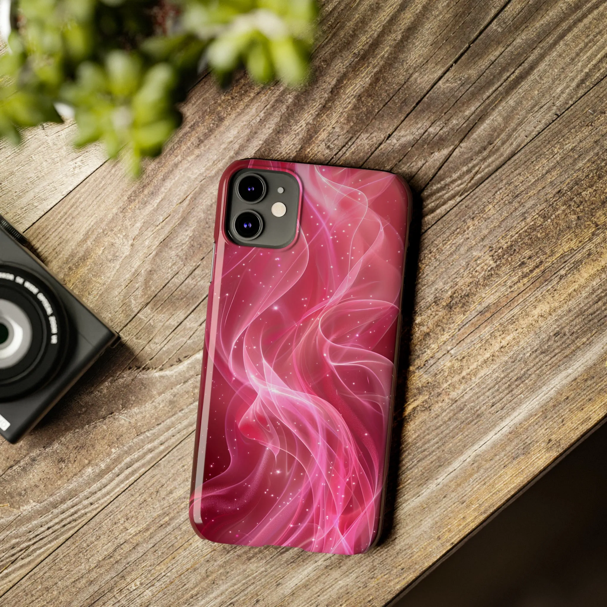 Abstract Pink Swirls Design Sleek Elegance Wireless-Charging Compatible Phone Case Slim Phone Case compatible with over 20 iphone models