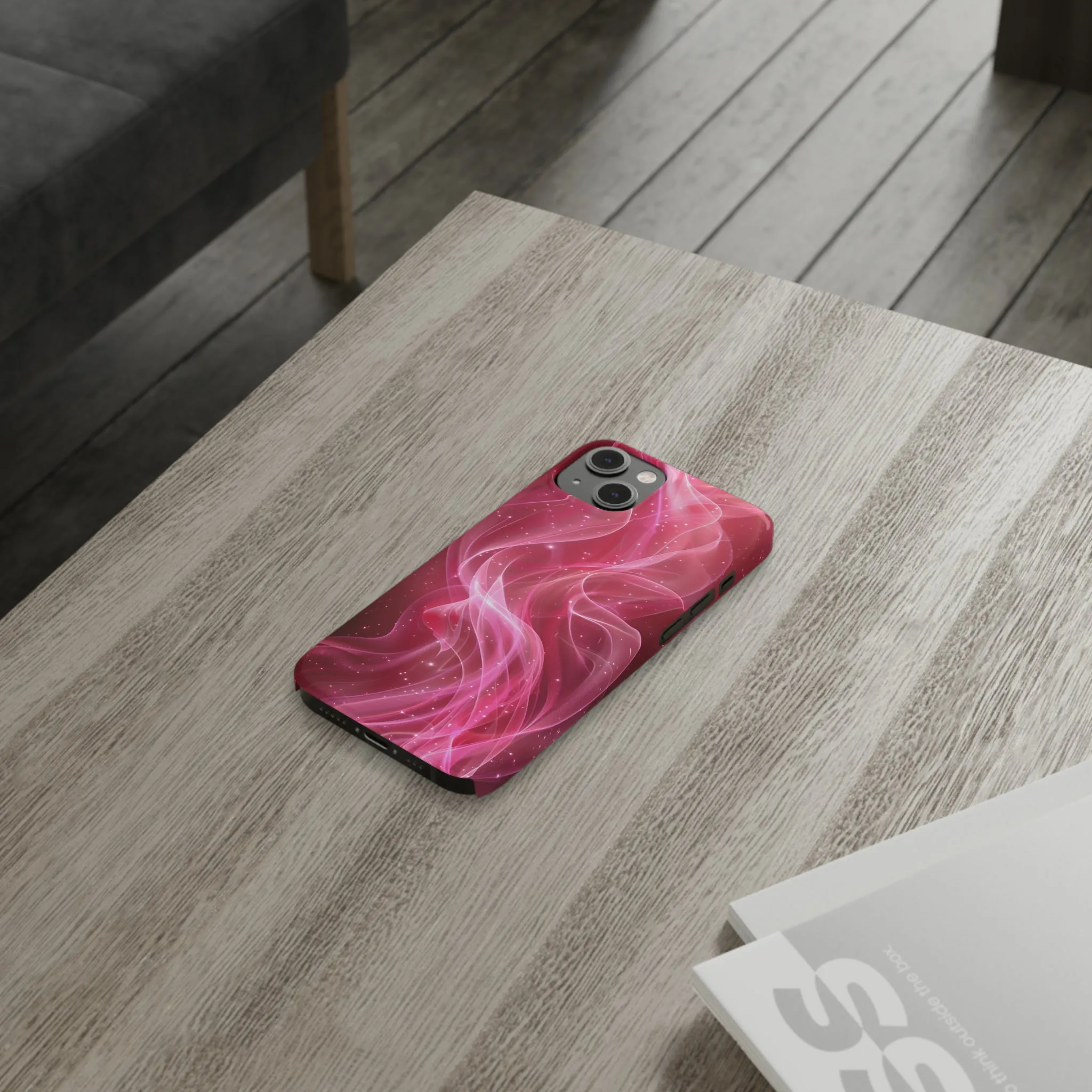 Abstract Pink Swirls Design Sleek Elegance Wireless-Charging Compatible Phone Case Slim Phone Case compatible with over 20 iphone models