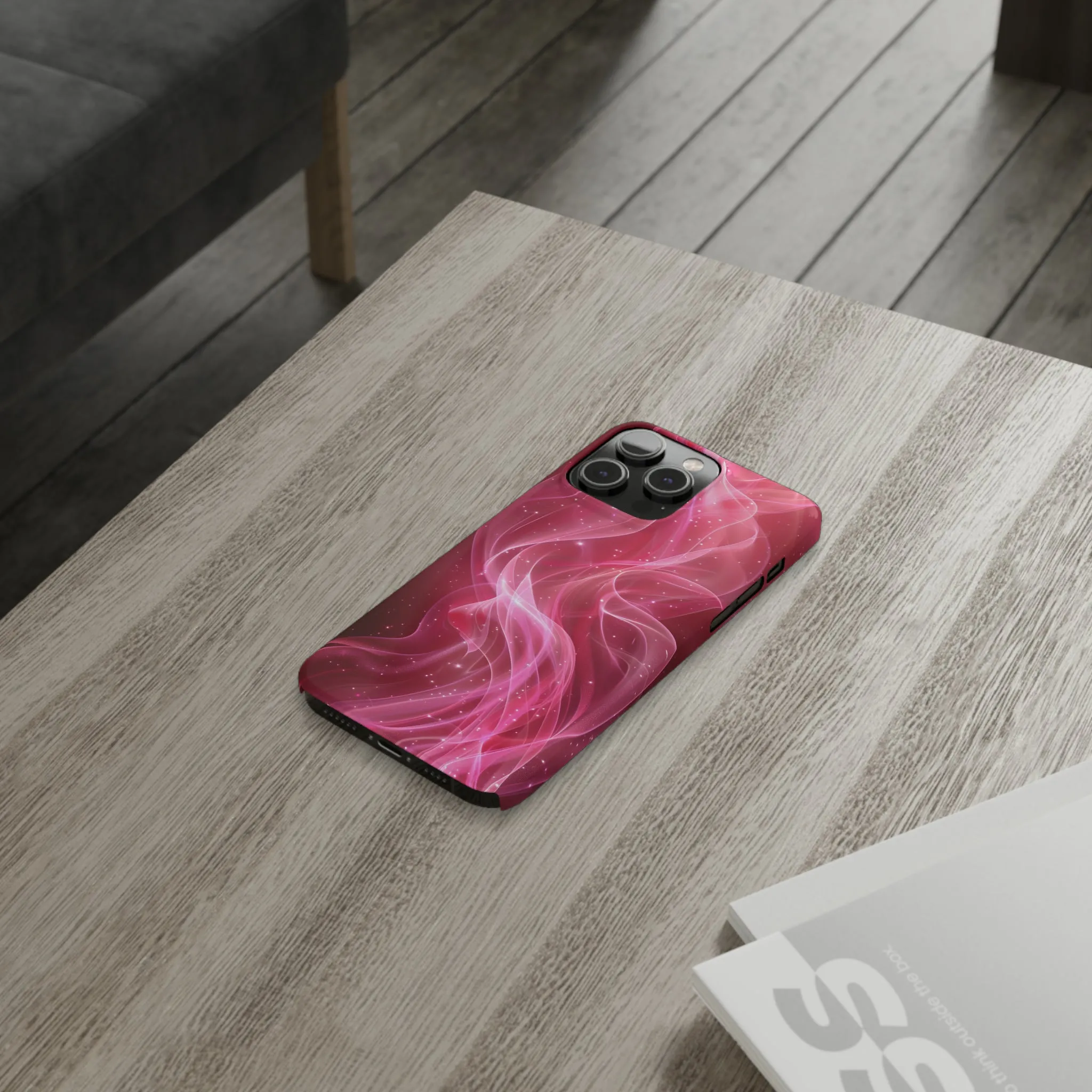 Abstract Pink Swirls Design Sleek Elegance Wireless-Charging Compatible Phone Case Slim Phone Case compatible with over 20 iphone models