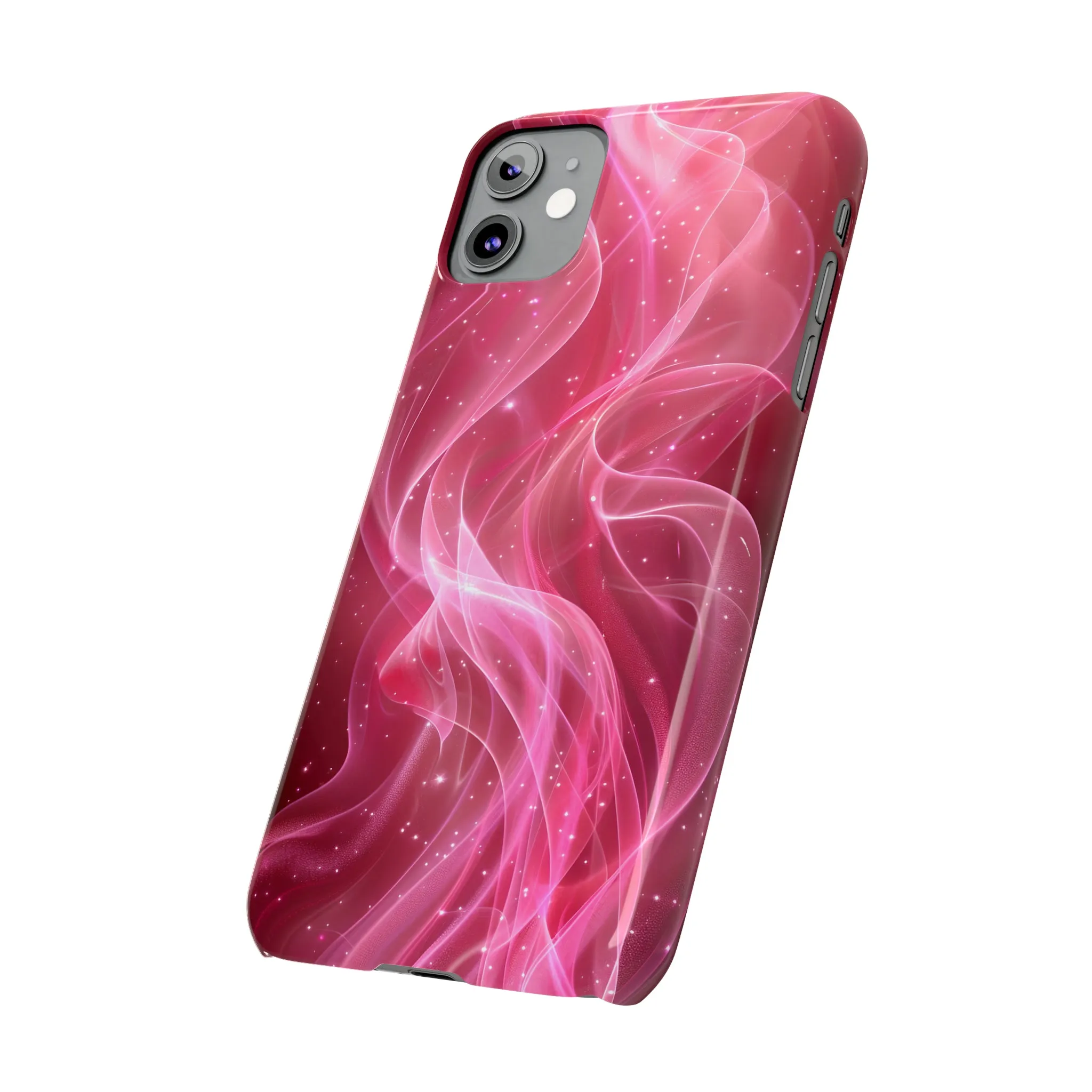 Abstract Pink Swirls Design Sleek Elegance Wireless-Charging Compatible Phone Case Slim Phone Case compatible with over 20 iphone models