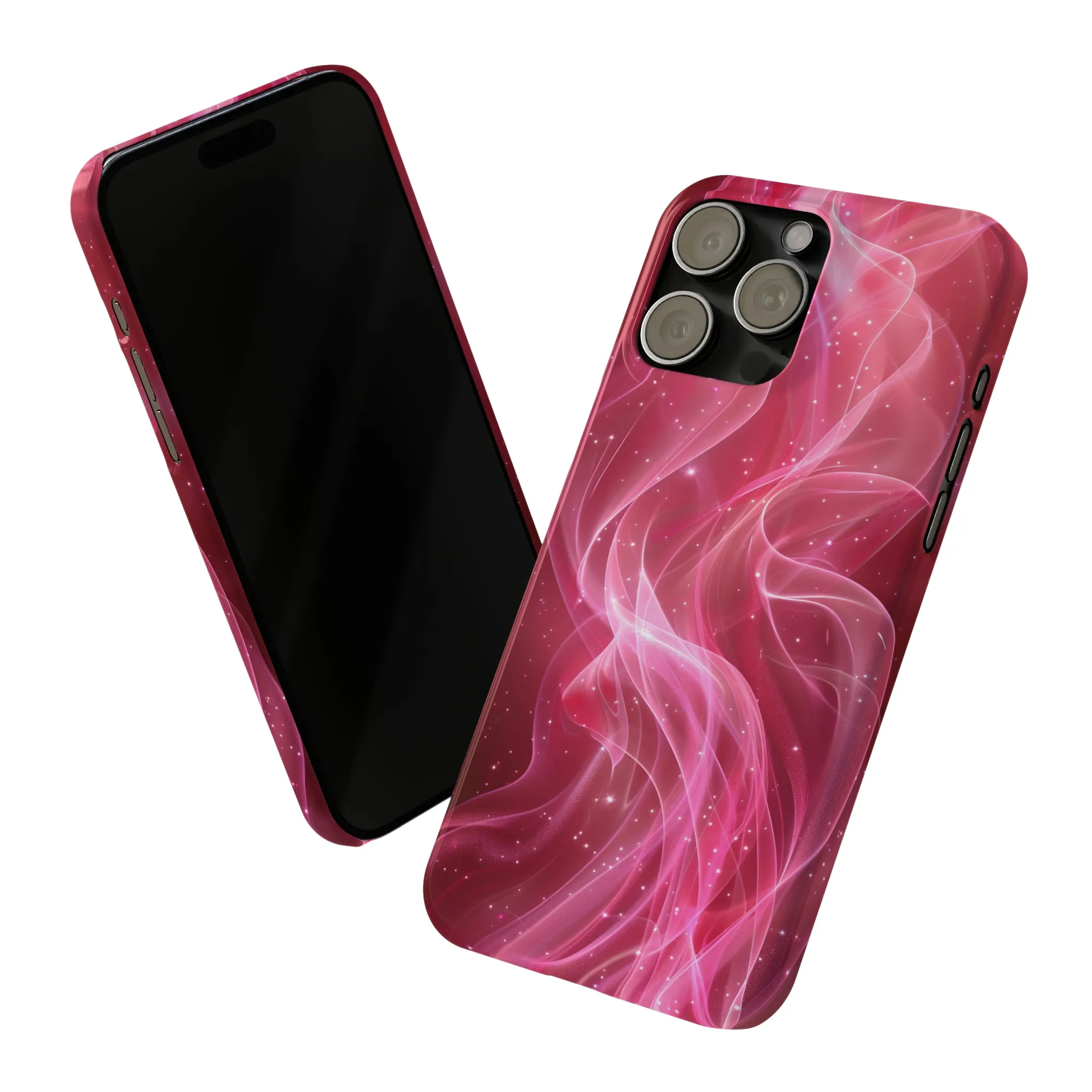 Abstract Pink Swirls Design Sleek Elegance Wireless-Charging Compatible Phone Case Slim Phone Case compatible with over 20 iphone models