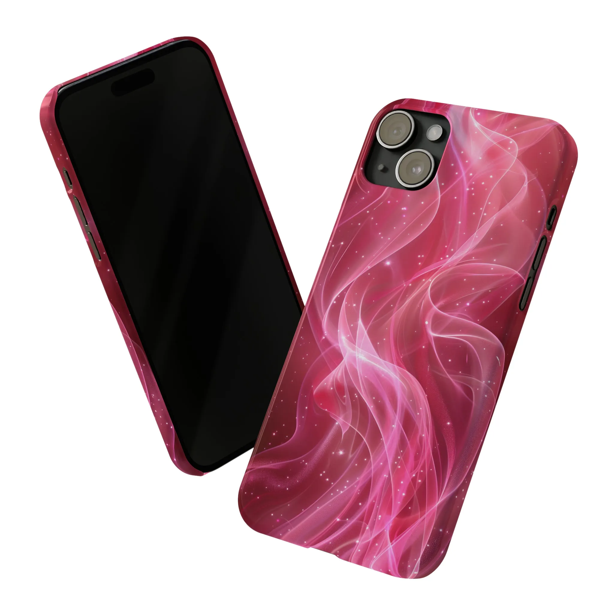 Abstract Pink Swirls Design Sleek Elegance Wireless-Charging Compatible Phone Case Slim Phone Case compatible with over 20 iphone models