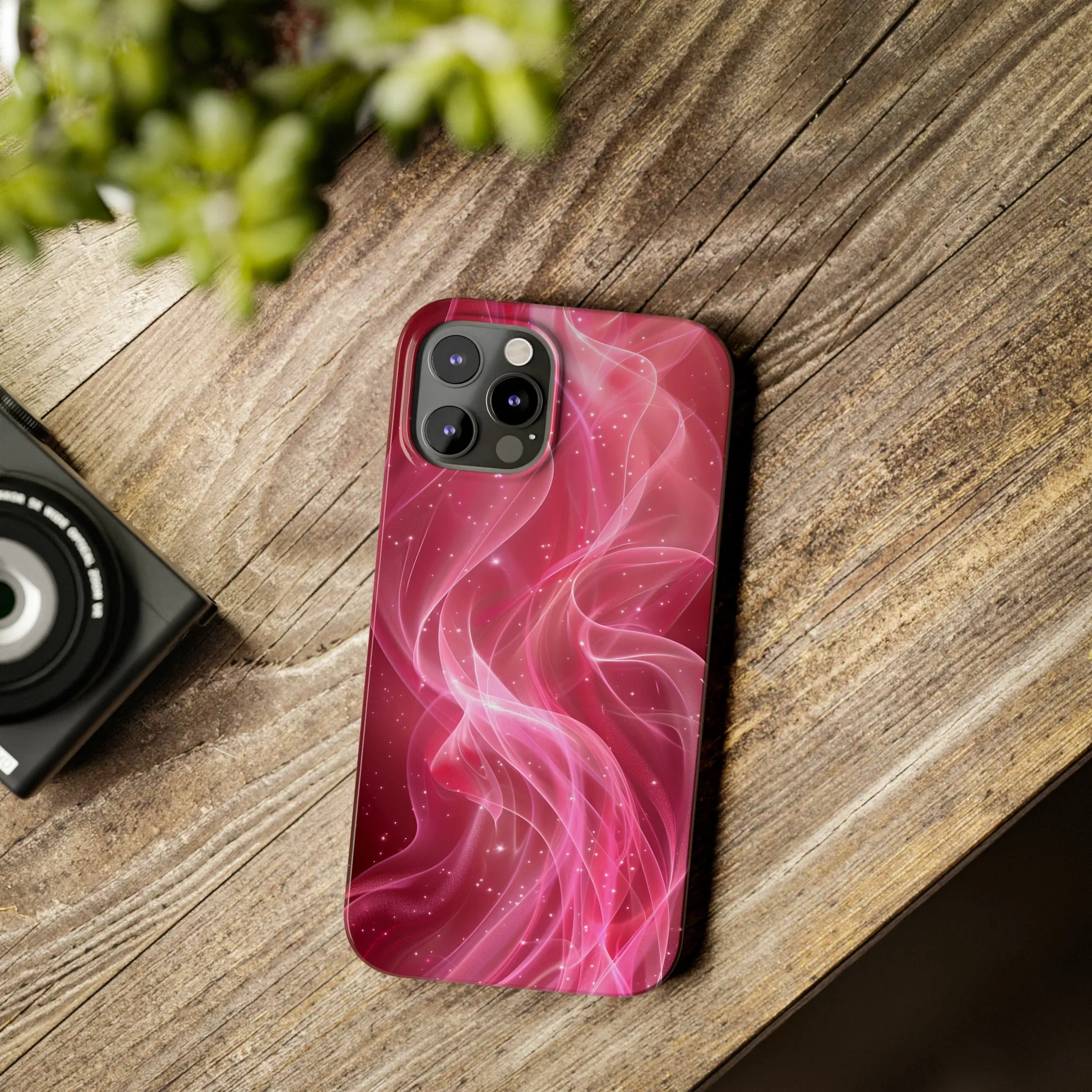 Abstract Pink Swirls Design Sleek Elegance Wireless-Charging Compatible Phone Case Slim Phone Case compatible with over 20 iphone models