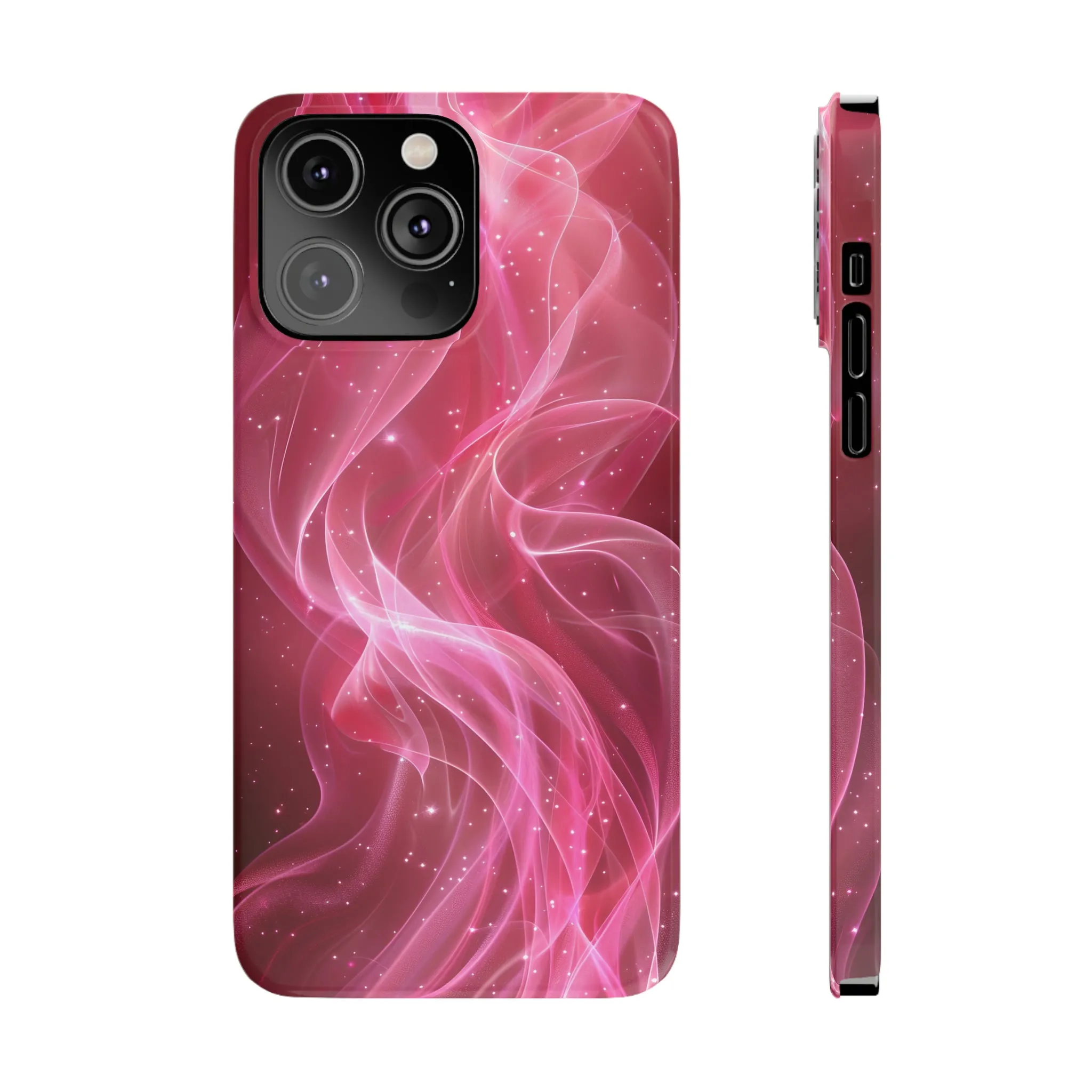 Abstract Pink Swirls Design Sleek Elegance Wireless-Charging Compatible Phone Case Slim Phone Case compatible with over 20 iphone models