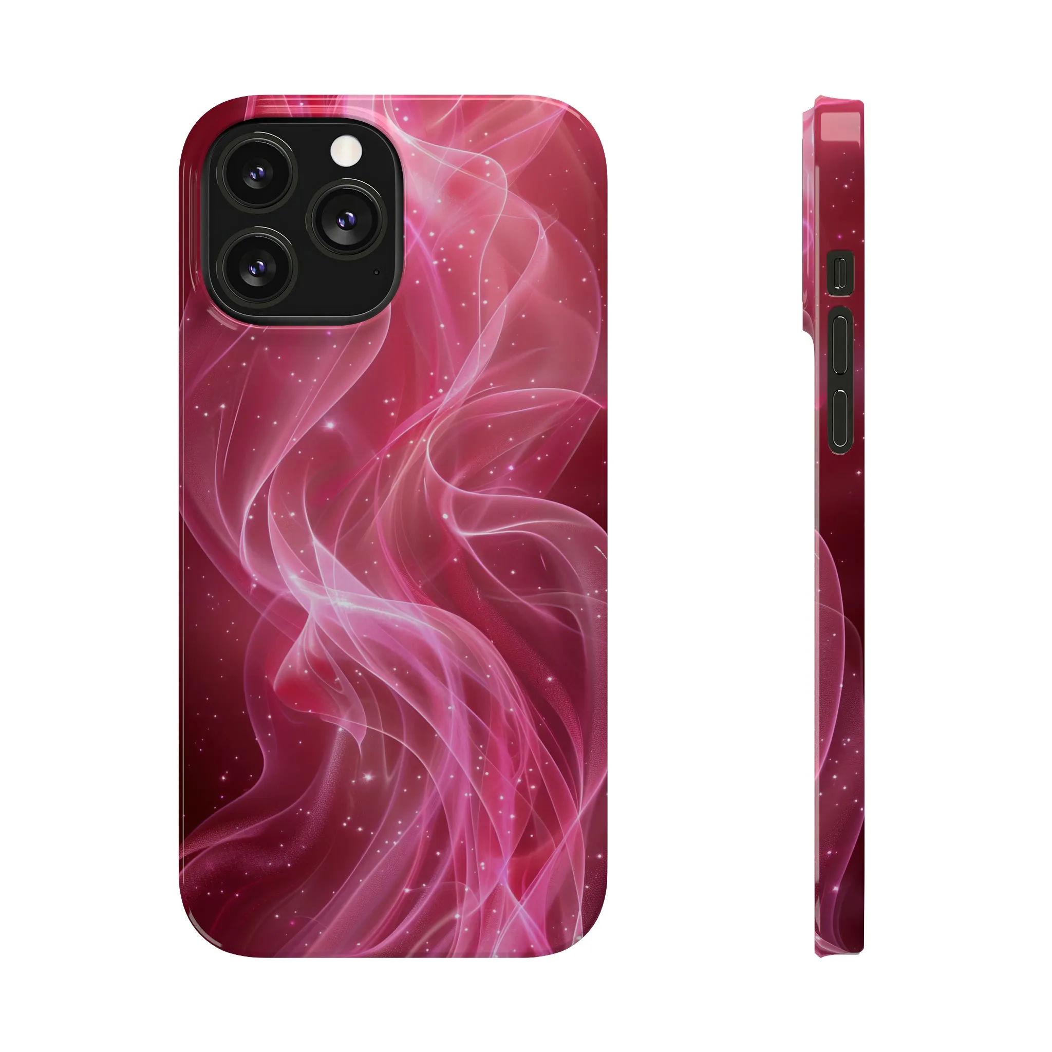 Abstract Pink Swirls Design Sleek Elegance Wireless-Charging Compatible Phone Case Slim Phone Case compatible with over 20 iphone models