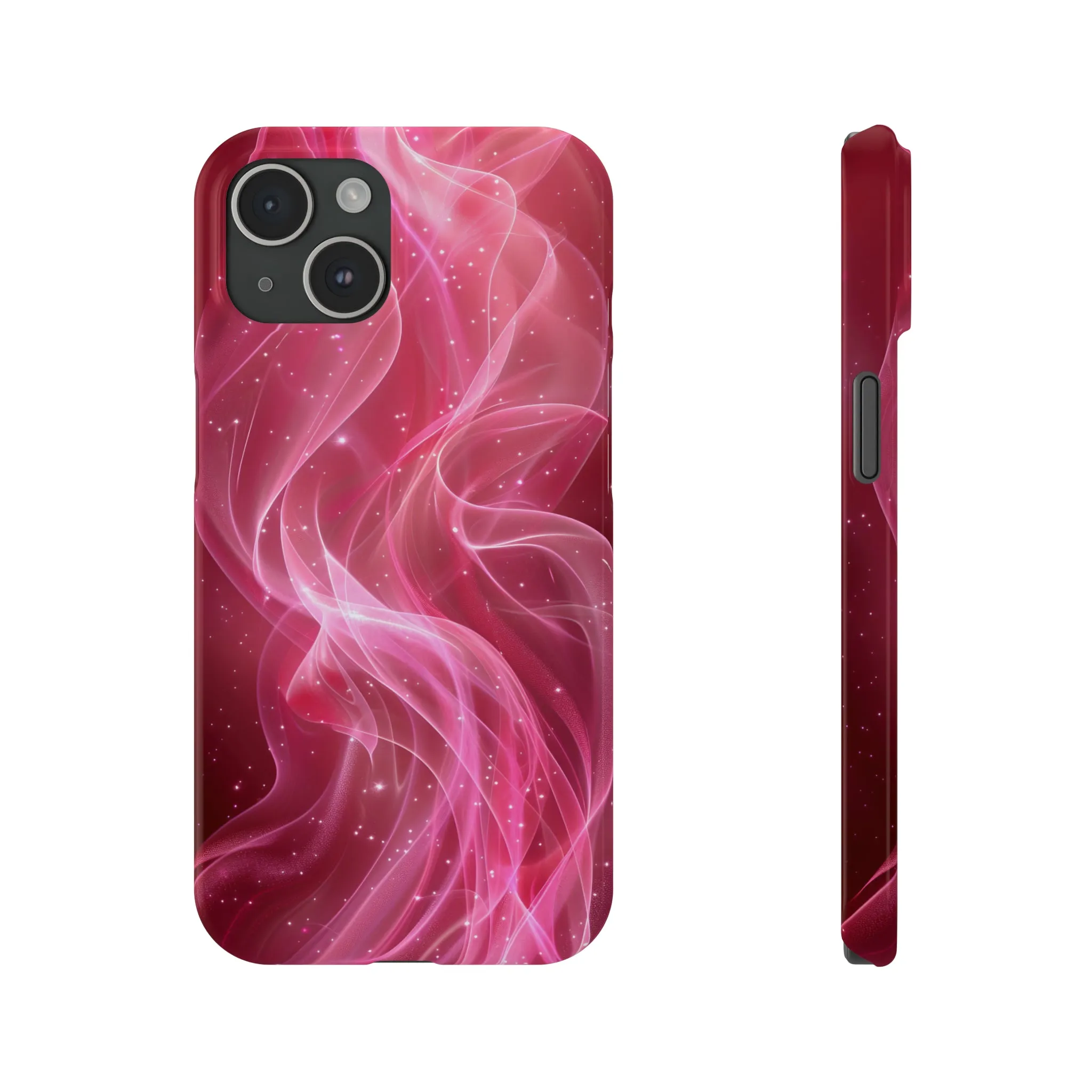 Abstract Pink Swirls Design Sleek Elegance Wireless-Charging Compatible Phone Case Slim Phone Case compatible with over 20 iphone models