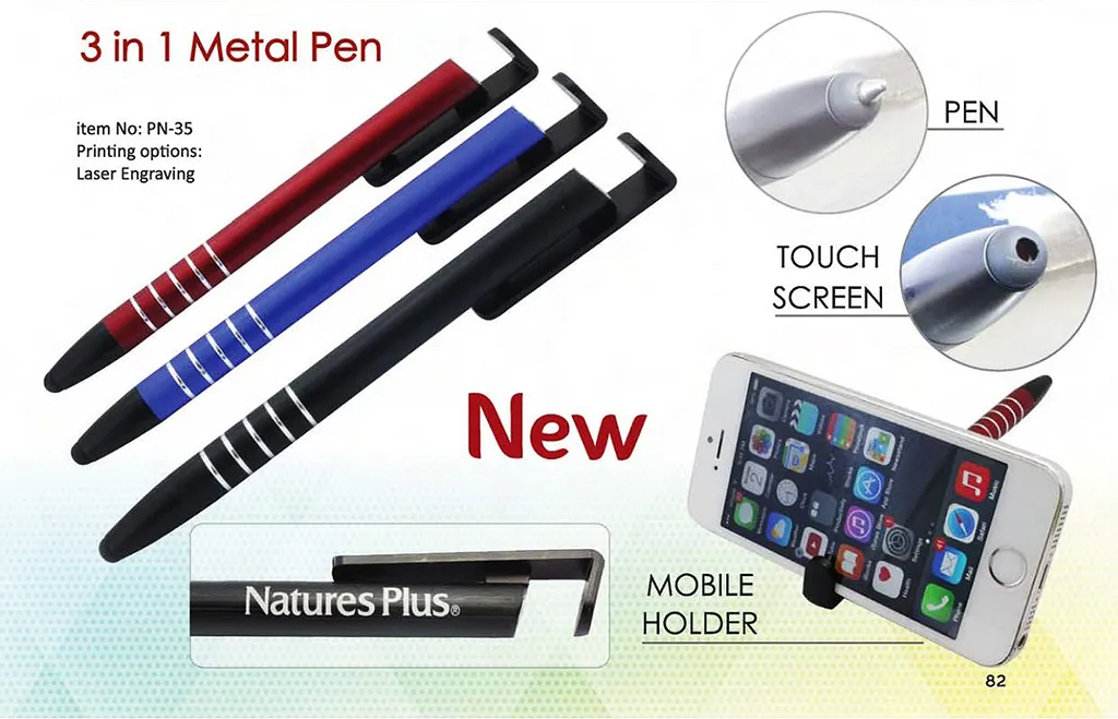 AMS-PN-35 - 3 in 1 Plastic pen (Pen   Mobile holder   Touch)