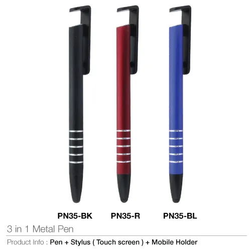 AMS-PN-35 - 3 in 1 Plastic pen (Pen   Mobile holder   Touch)