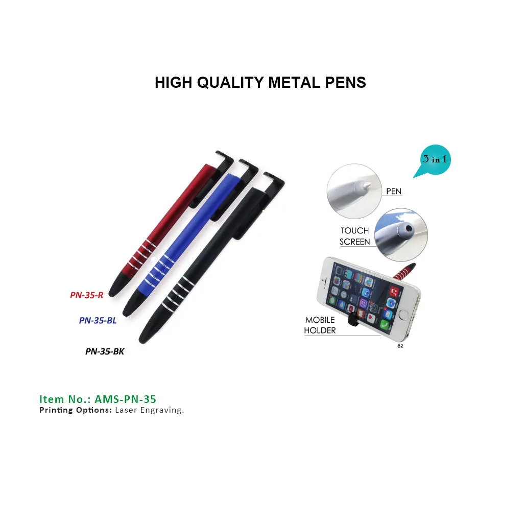 AMS-PN-35 - 3 in 1 Plastic pen (Pen   Mobile holder   Touch)