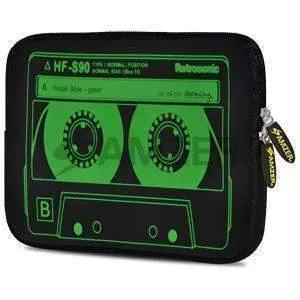 Amzer 10.5 Inch Neoprene Notebook Tablet/iPad Sleeve - Green Neon Cassette