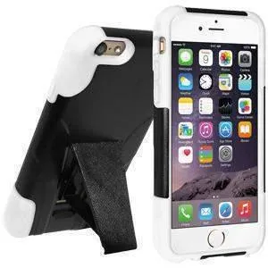 Amzer Double Layer Hybrid iPhone 6 Case with Kickstand - Black- White