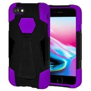 Amzer Dual Layer Hybrid KickStand iPhone 8 Case - Black- Purple