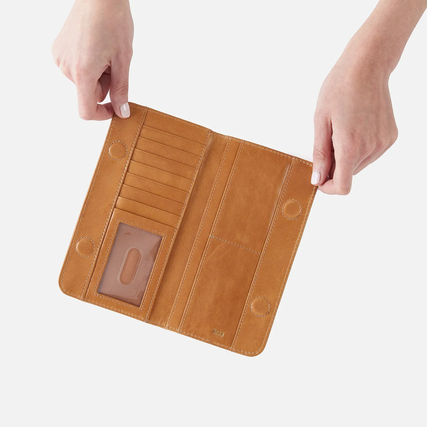 Angle Continental Wallet in Polished Leather - Natural