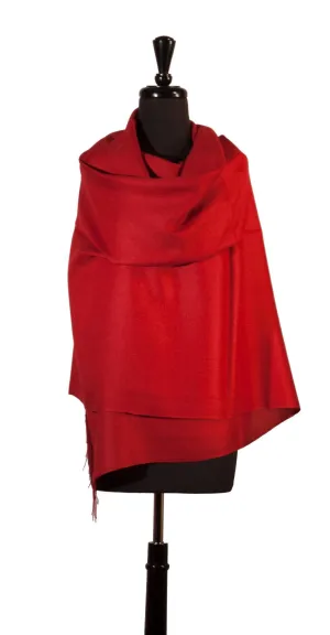 Baby Alpaca & Silk Shawl in Solid Color - Crimson Red