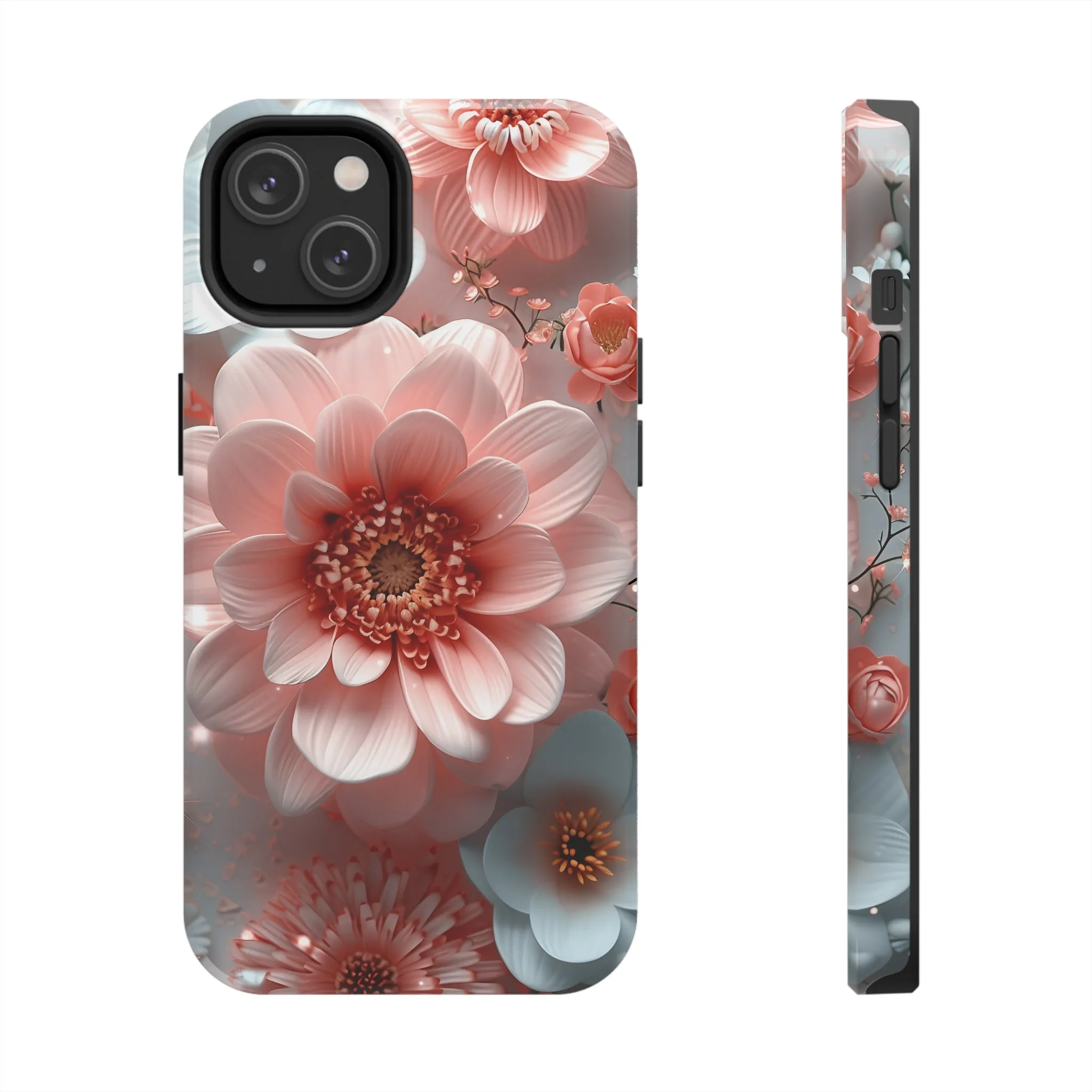 Beautiful 3D Pink & White Floral Design Tough Phone Case.