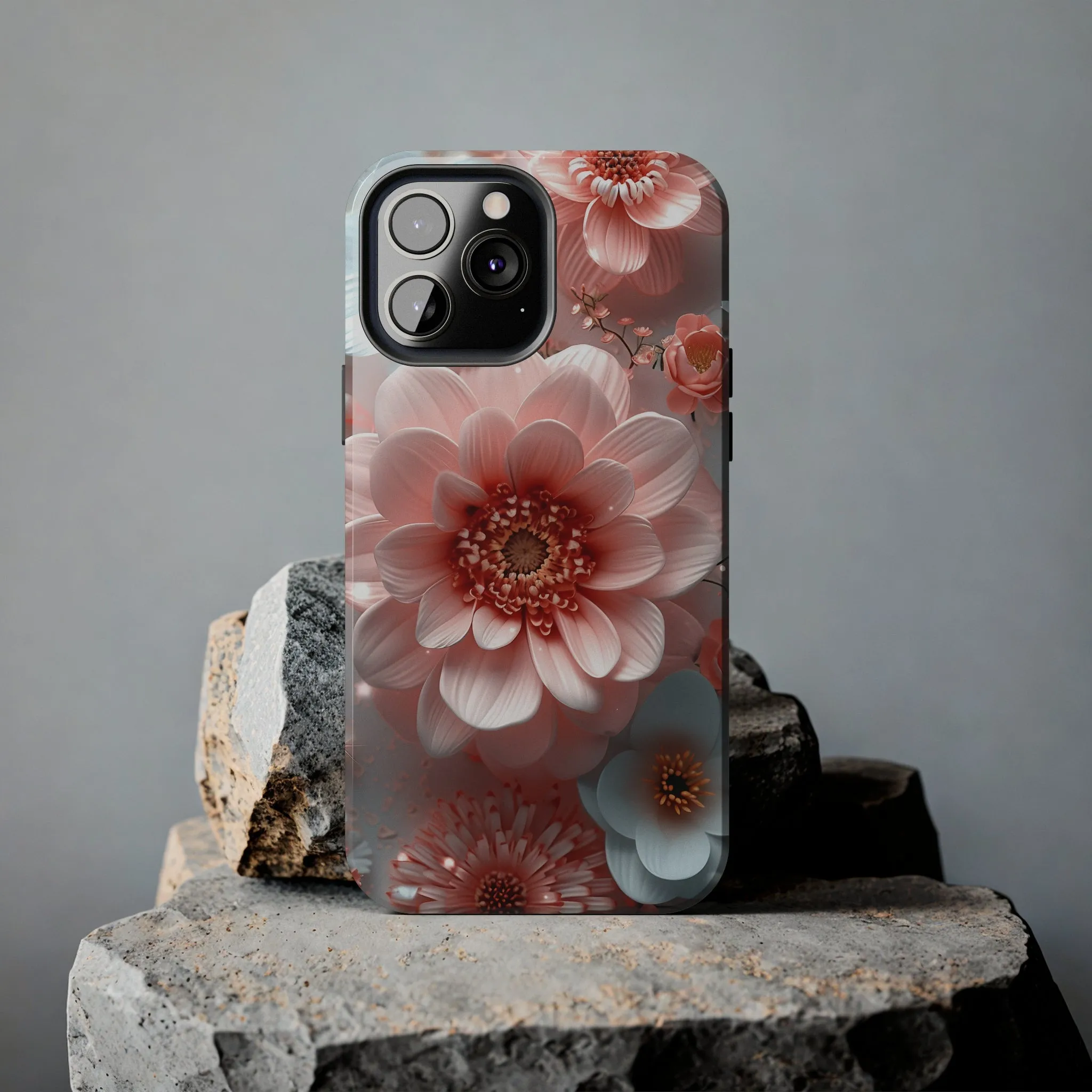 Beautiful 3D Pink & White Floral Design Tough Phone Case.