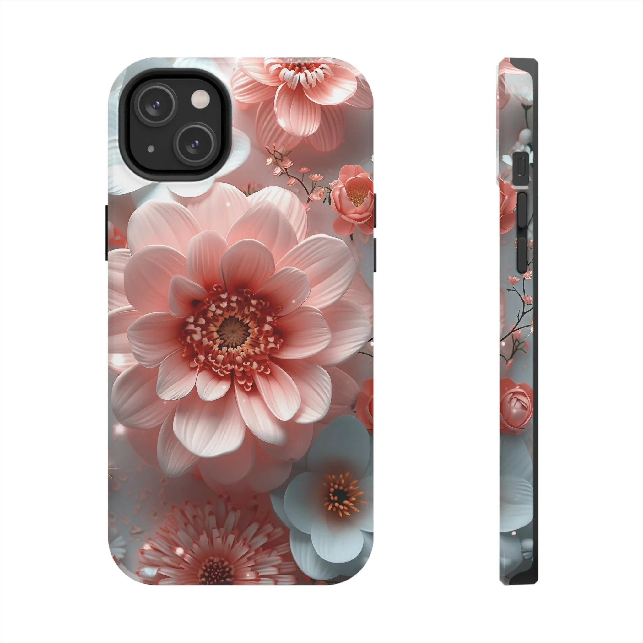 Beautiful 3D Pink & White Floral Design Tough Phone Case.