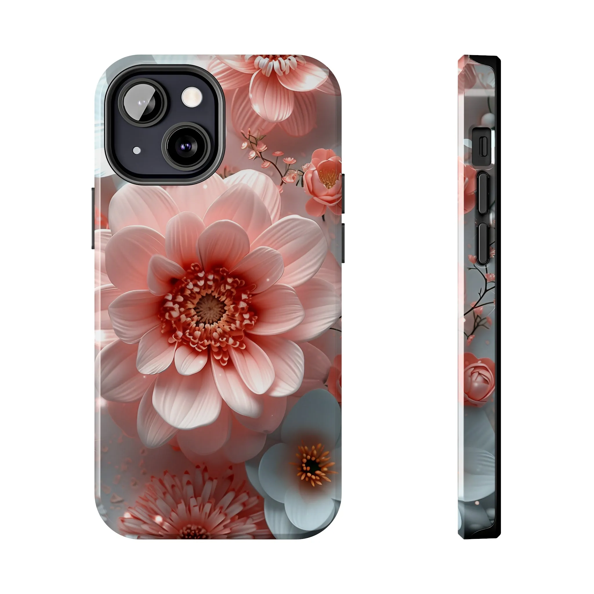 Beautiful 3D Pink & White Floral Design Tough Phone Case.