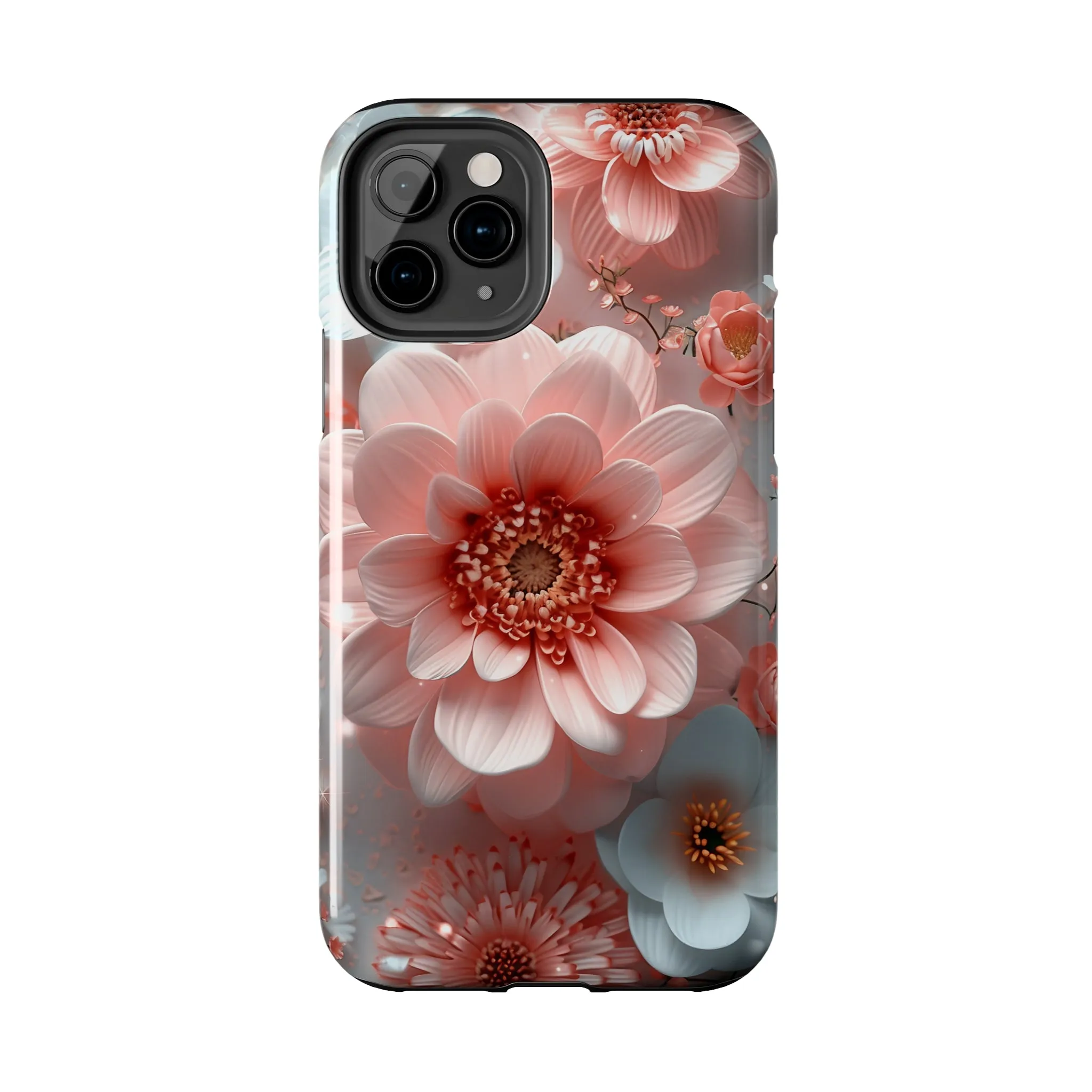 Beautiful 3D Pink & White Floral Design Tough Phone Case.