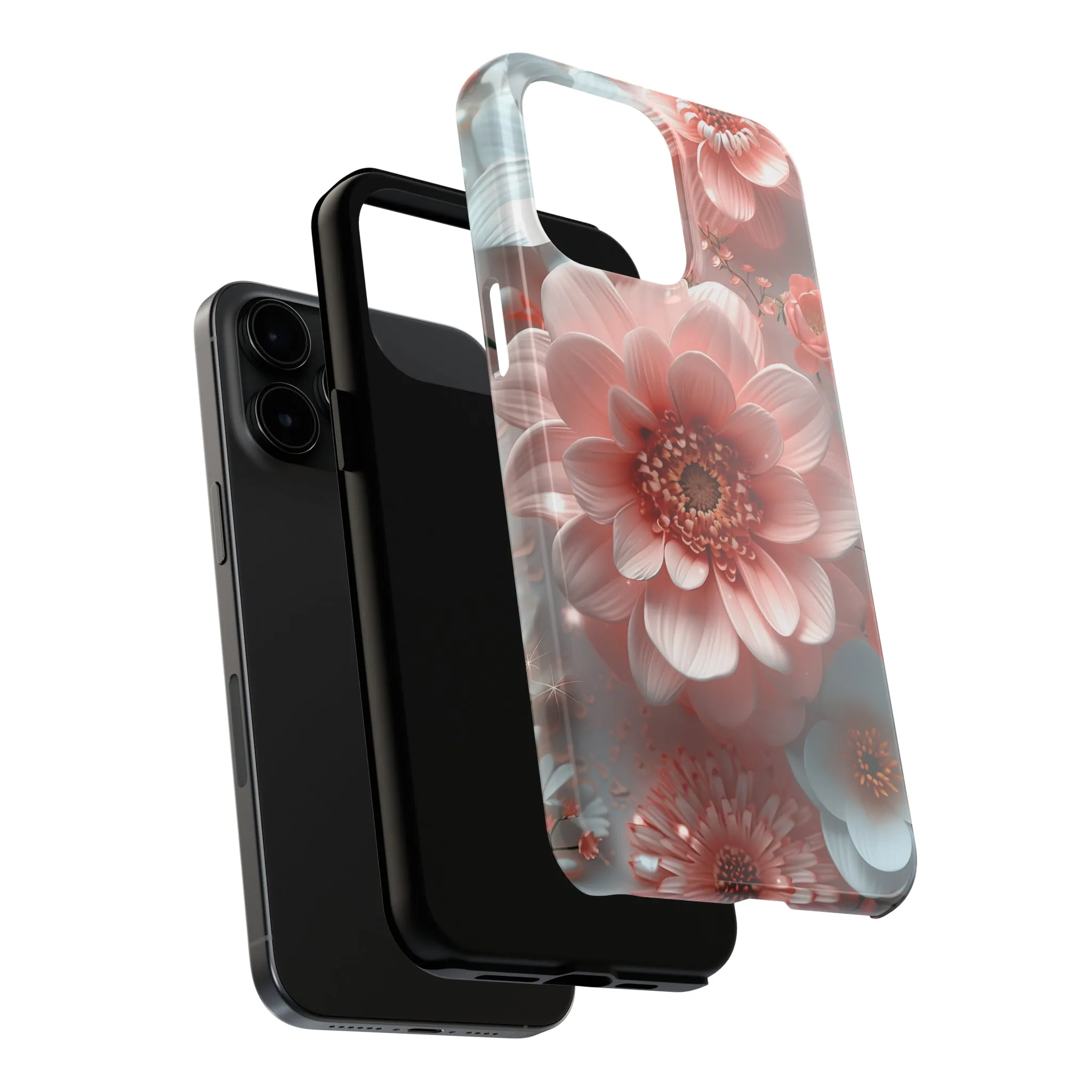 Beautiful 3D Pink & White Floral Design Tough Phone Case.