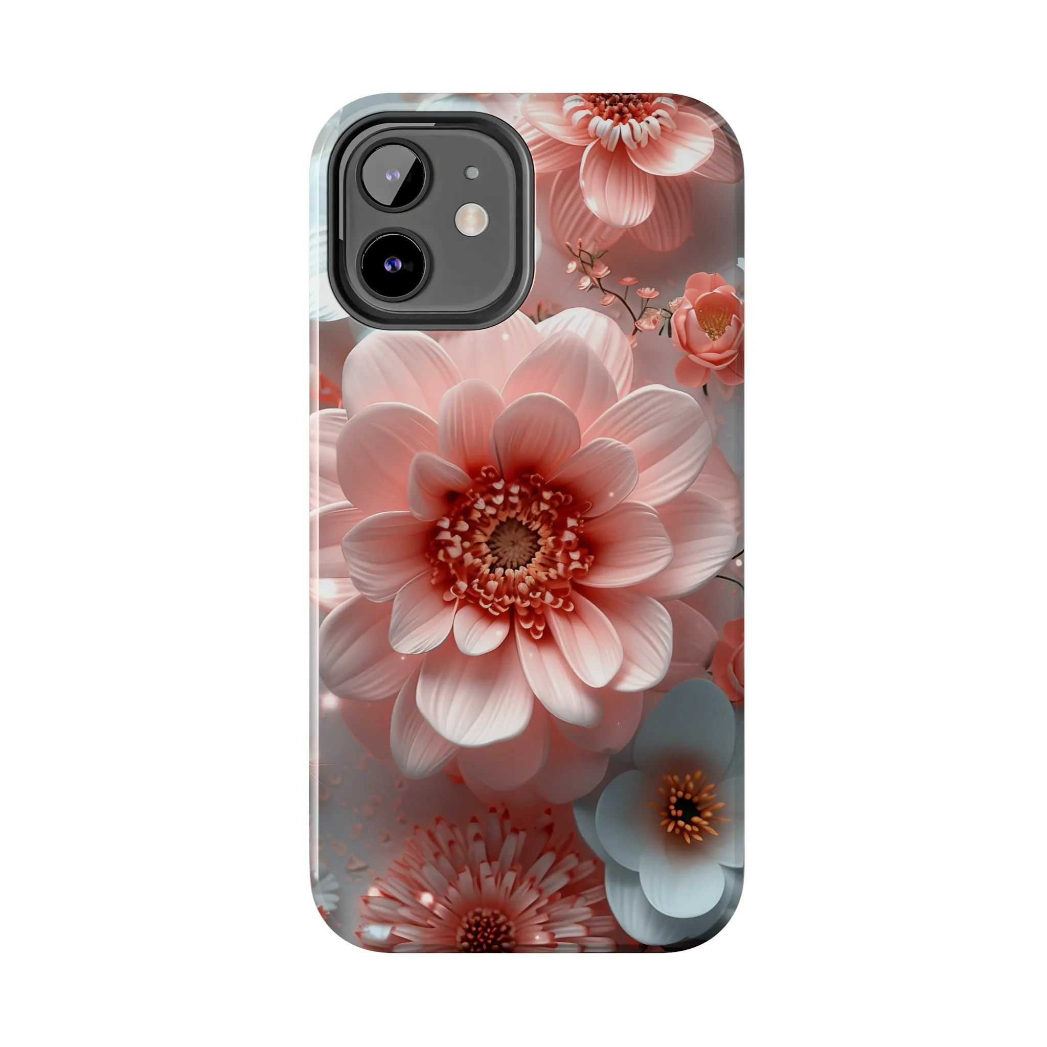 Beautiful 3D Pink & White Floral Design Tough Phone Case.