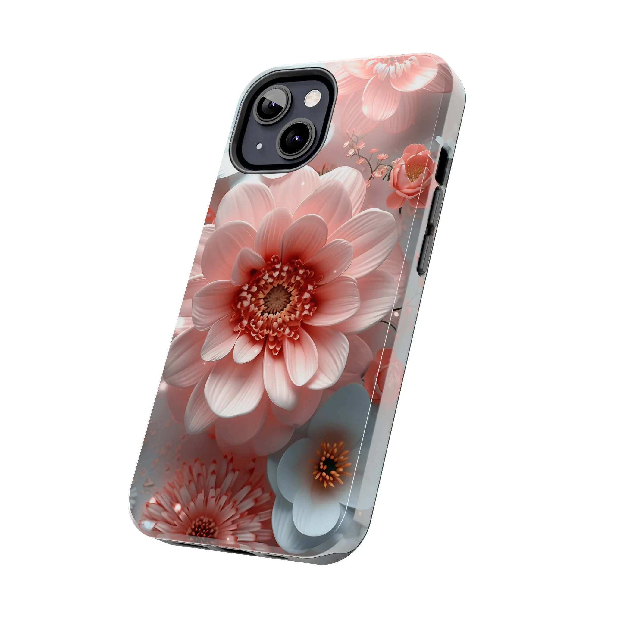 Beautiful 3D Pink & White Floral Design Tough Phone Case.