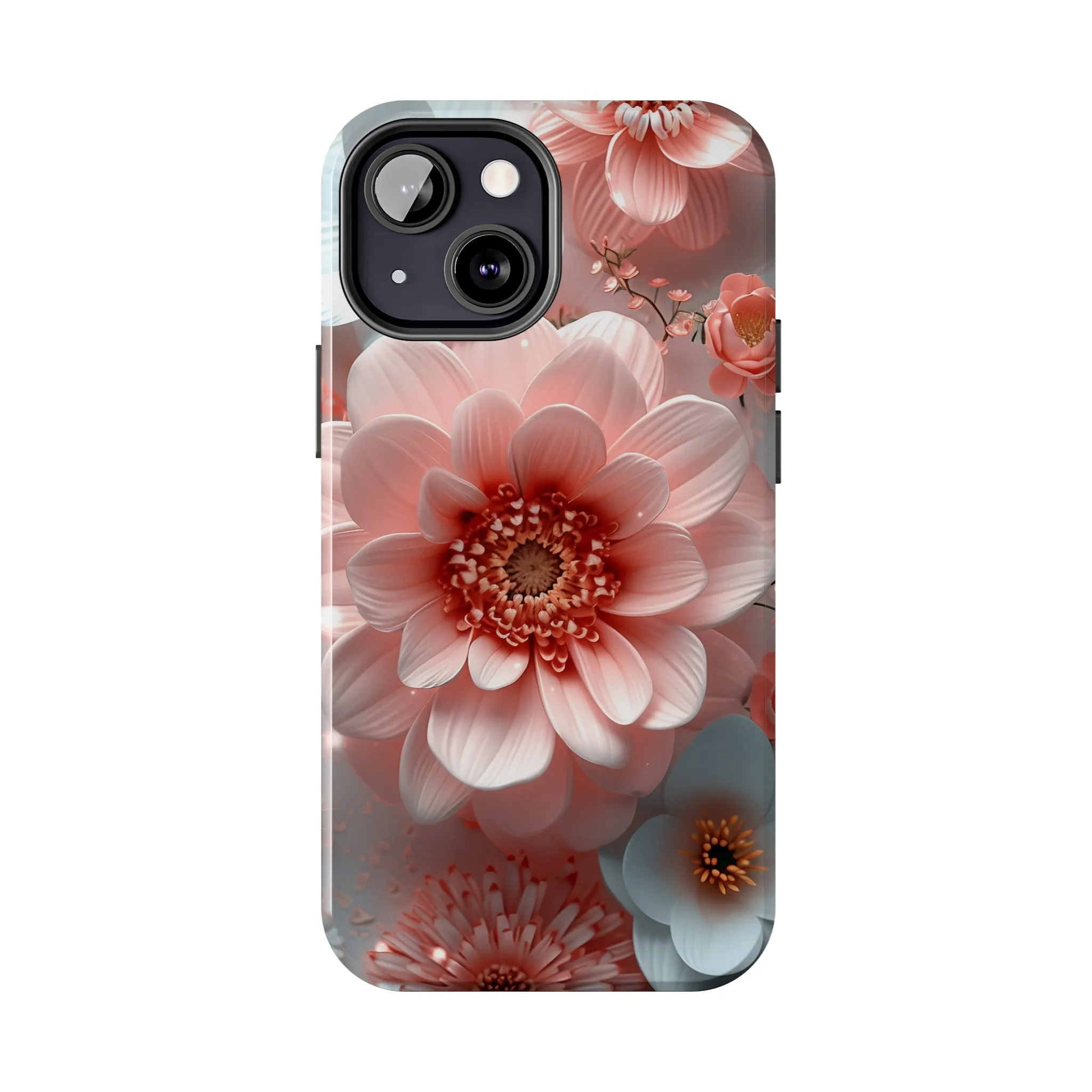 Beautiful 3D Pink & White Floral Design Tough Phone Case.