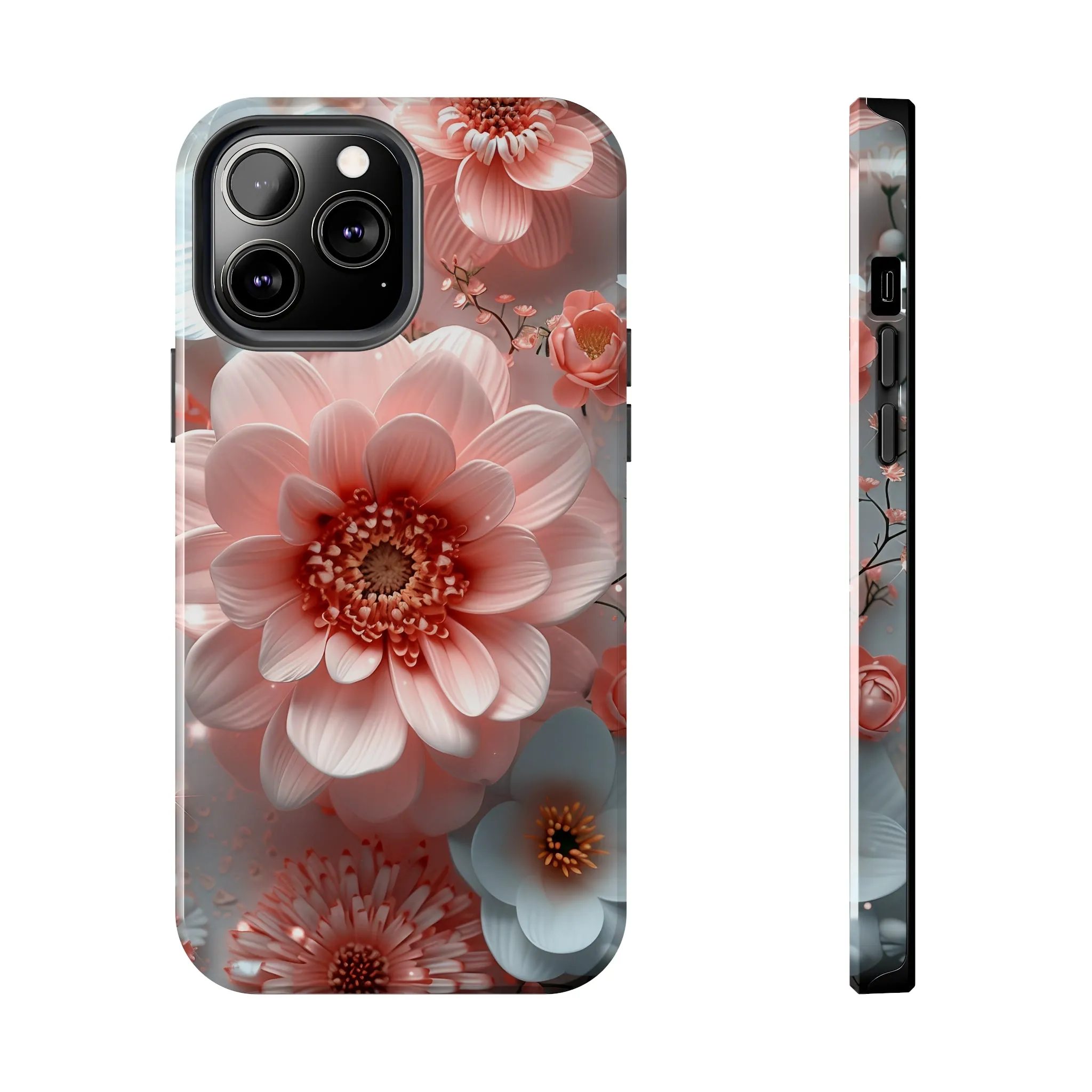 Beautiful 3D Pink & White Floral Design Tough Phone Case.