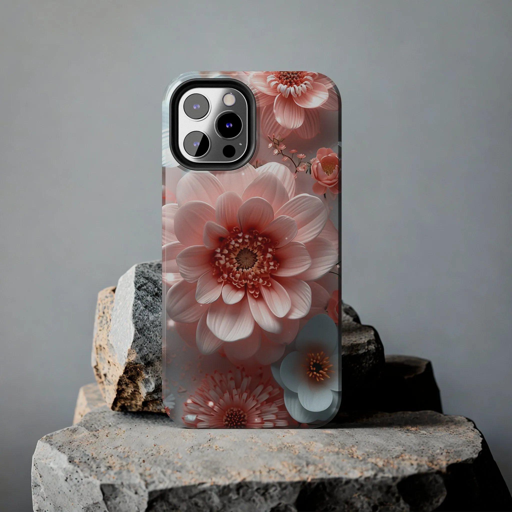 Beautiful 3D Pink & White Floral Design Tough Phone Case.