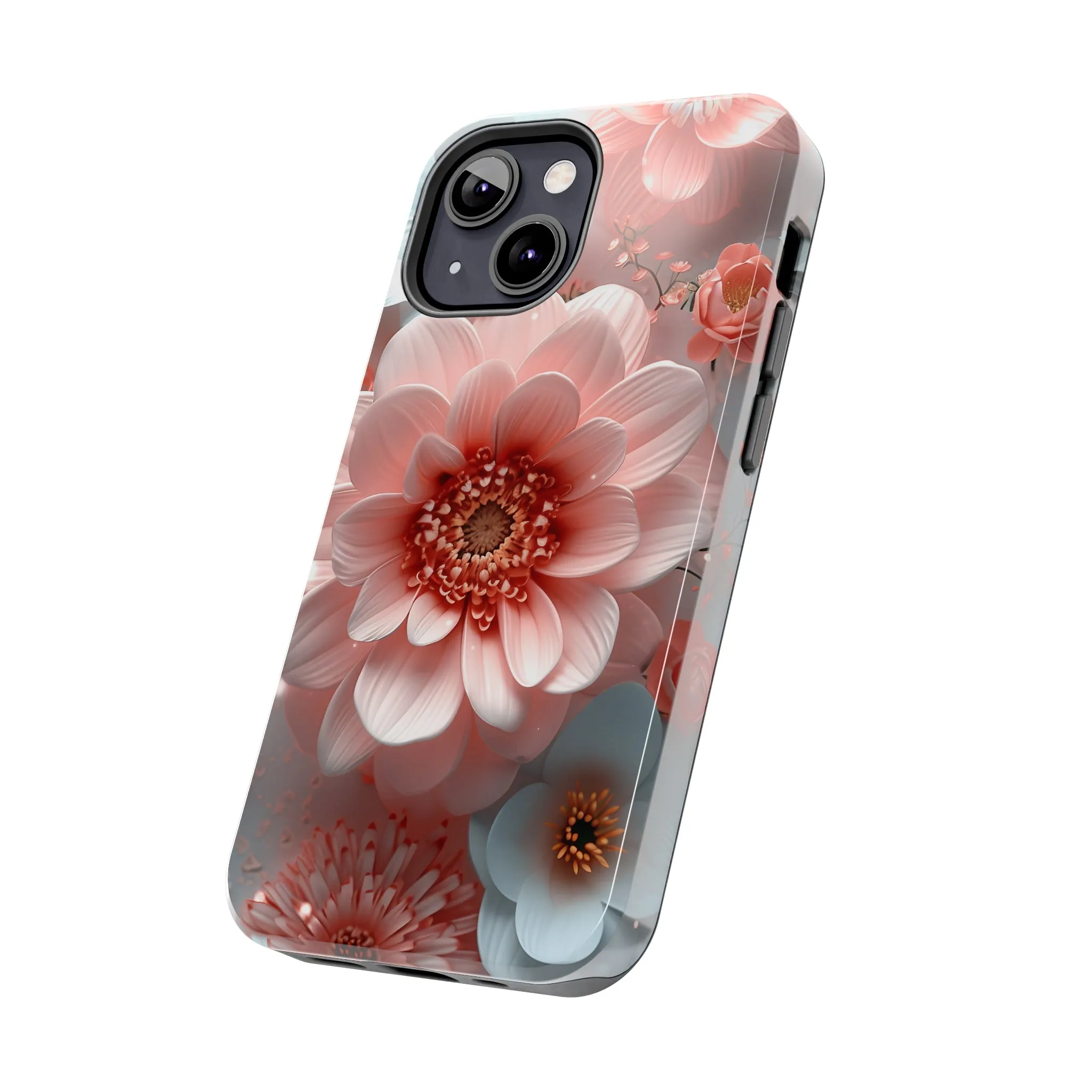 Beautiful 3D Pink & White Floral Design Tough Phone Case.